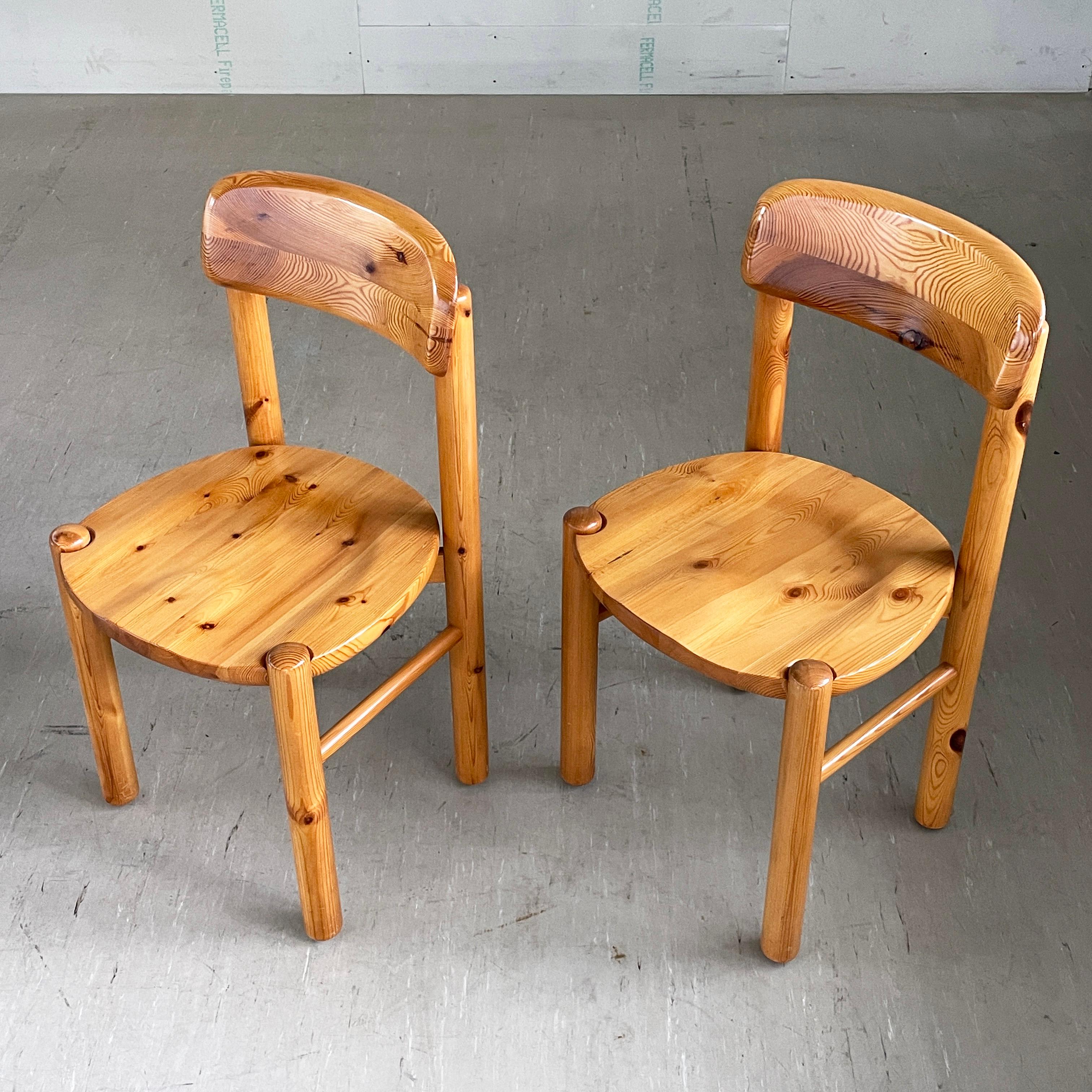 Pair of 1970's Rainer Daumiller solid pinewoo dining chairs, Denmark For Sale 11