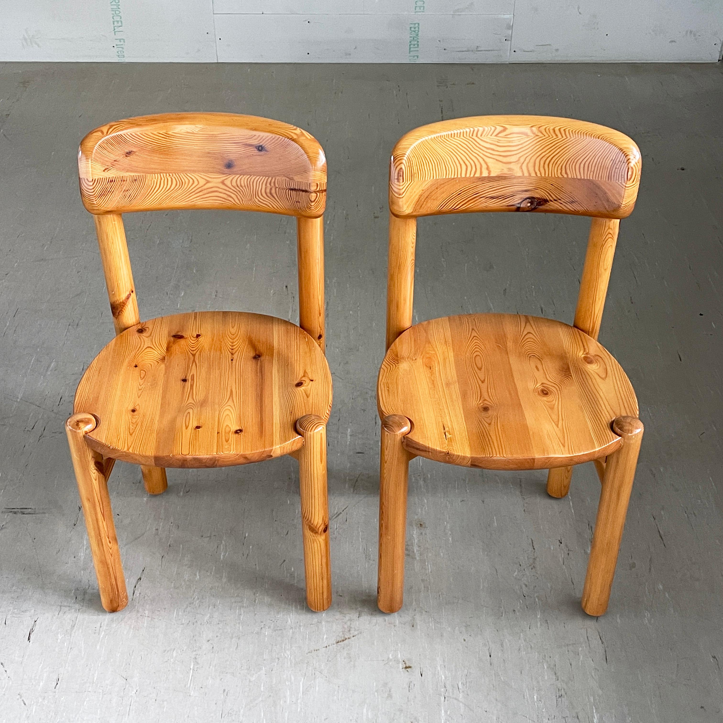 Scandinavian Modern Pair of 1970's Rainer Daumiller solid pinewoo dining chairs, Denmark For Sale