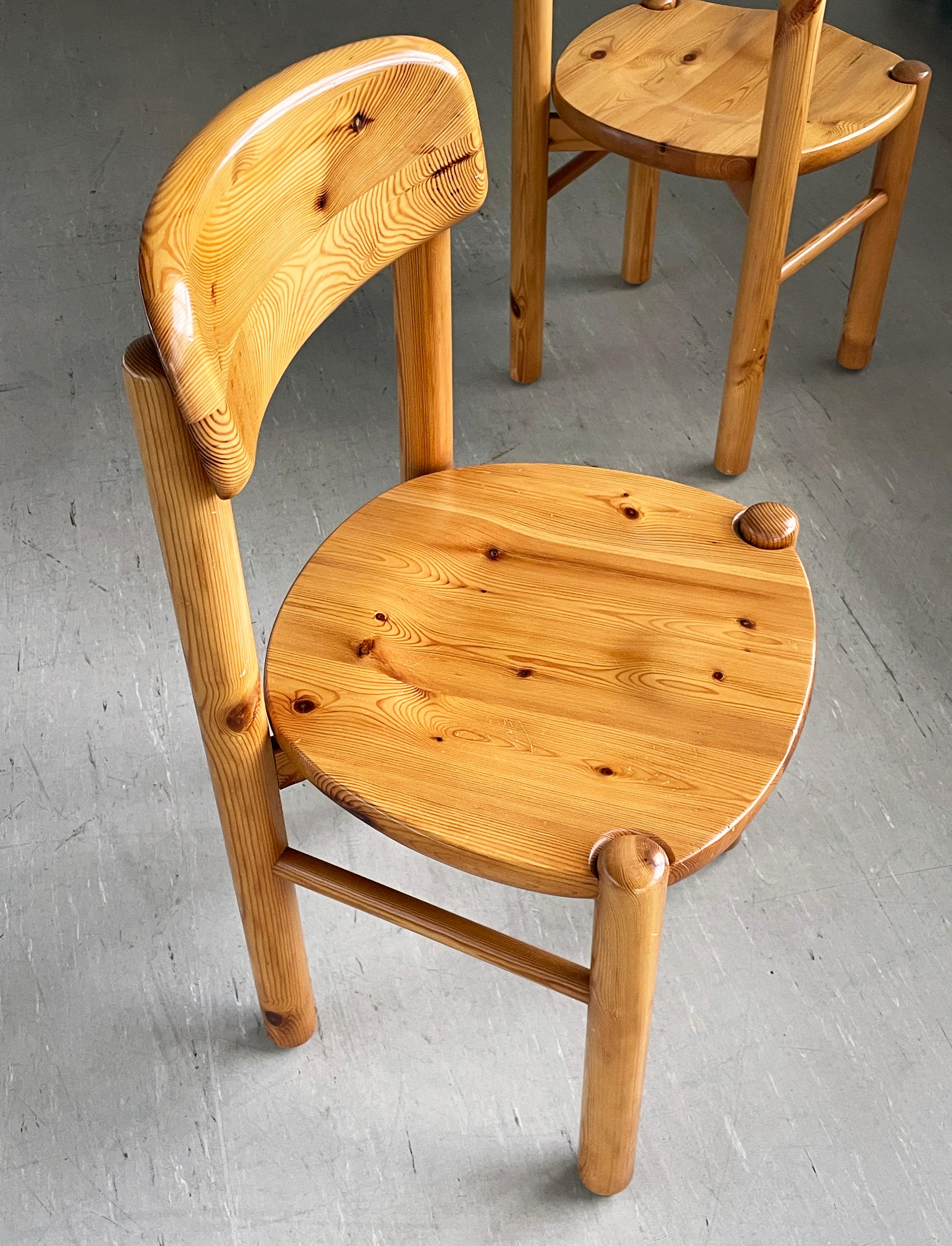 Late 20th Century Pair of 1970's Rainer Daumiller solid pinewoo dining chairs, Denmark For Sale
