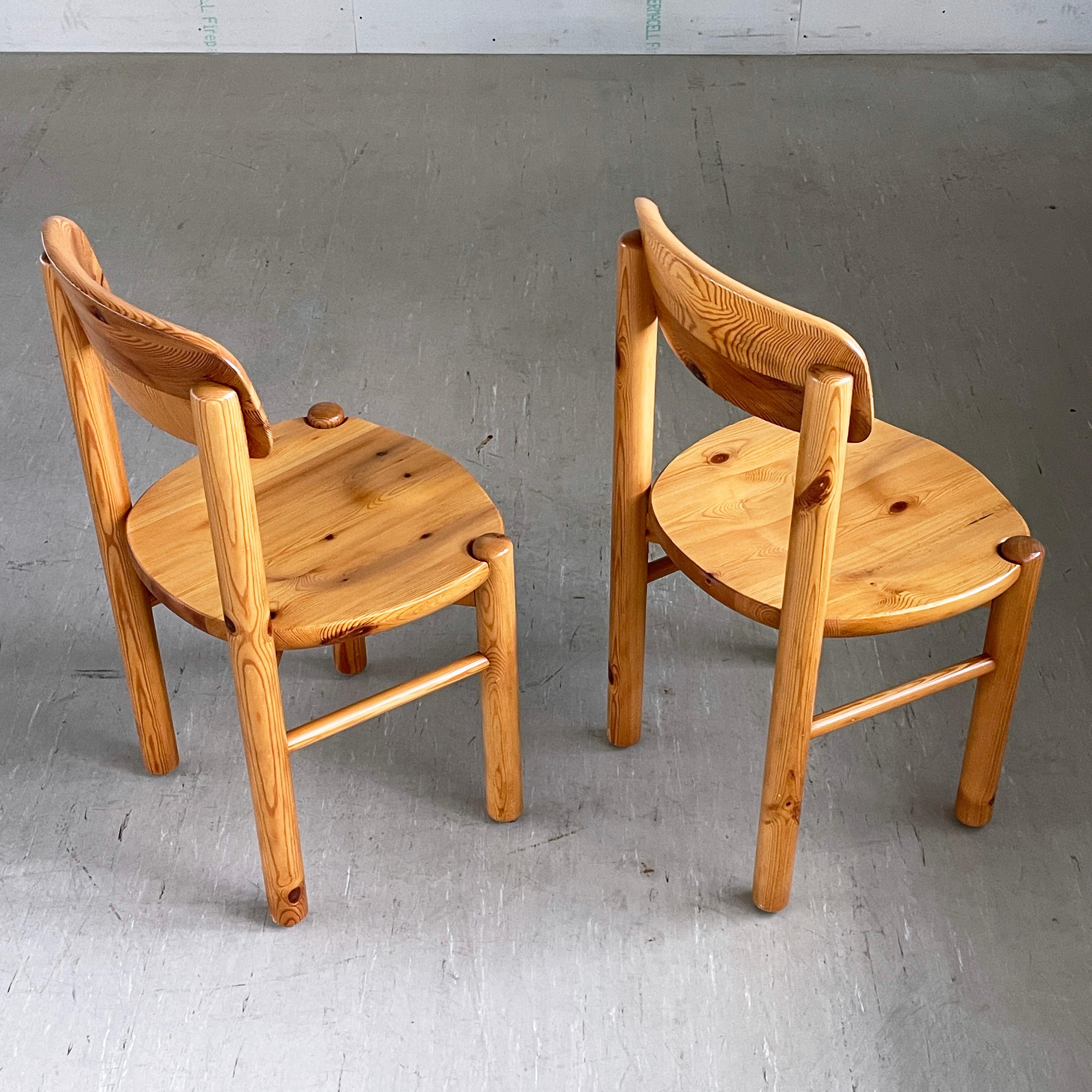 Pine Pair of 1970's Rainer Daumiller solid pinewoo dining chairs, Denmark For Sale