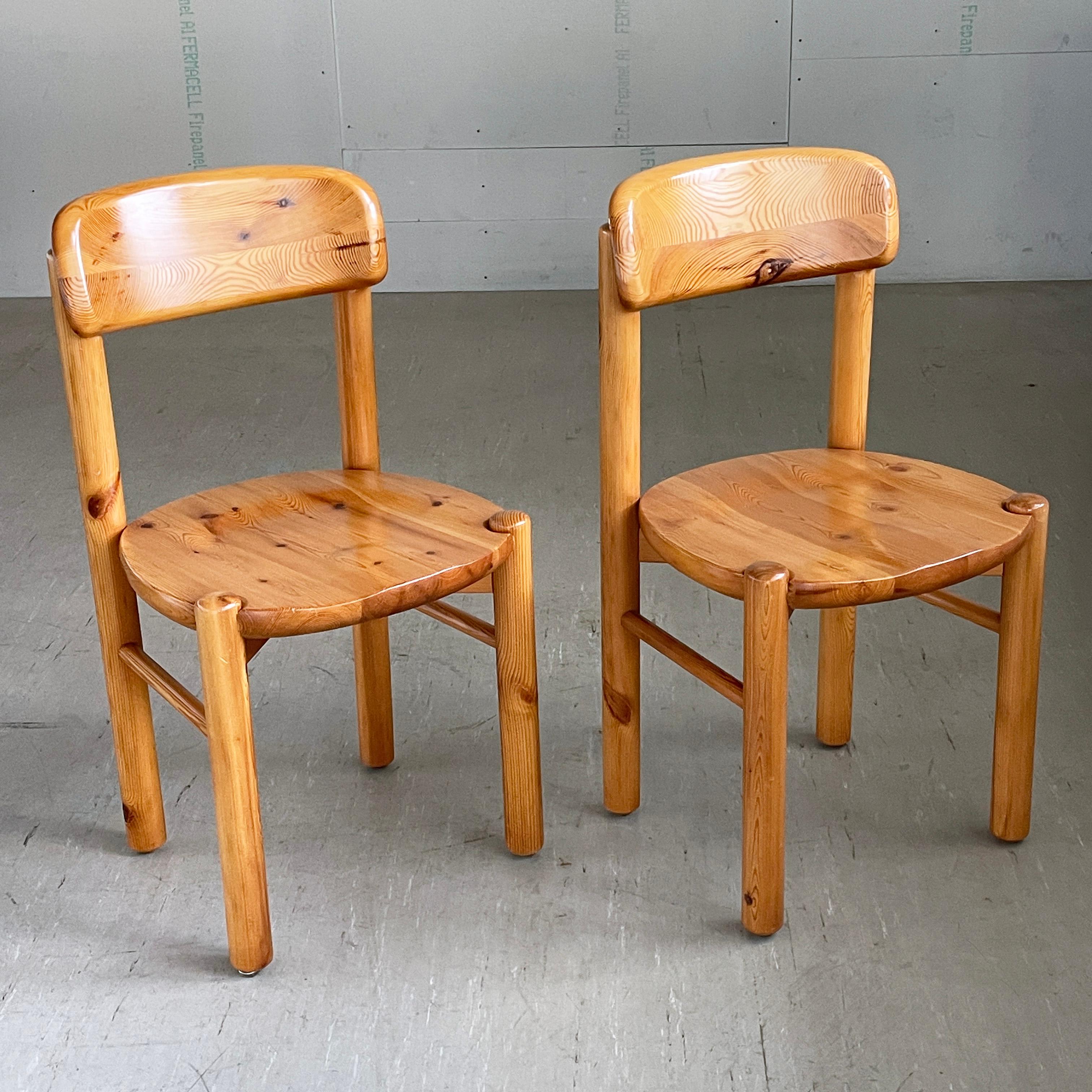 Pair of 1970's Rainer Daumiller solid pinewoo dining chairs, Denmark For Sale 1