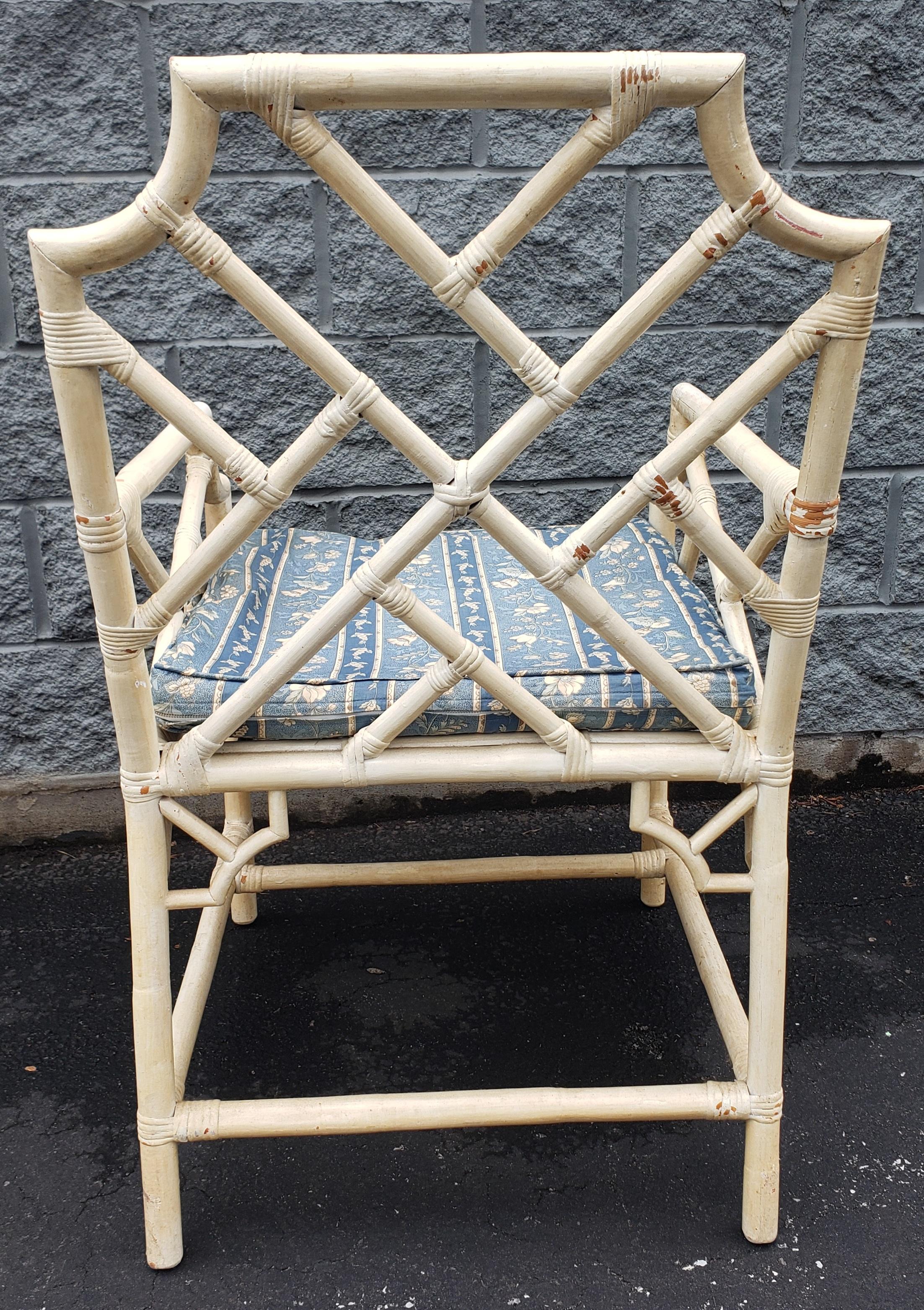 Pair of 1970s Rattan Bamboo Chippendale Armchairs For Sale 2