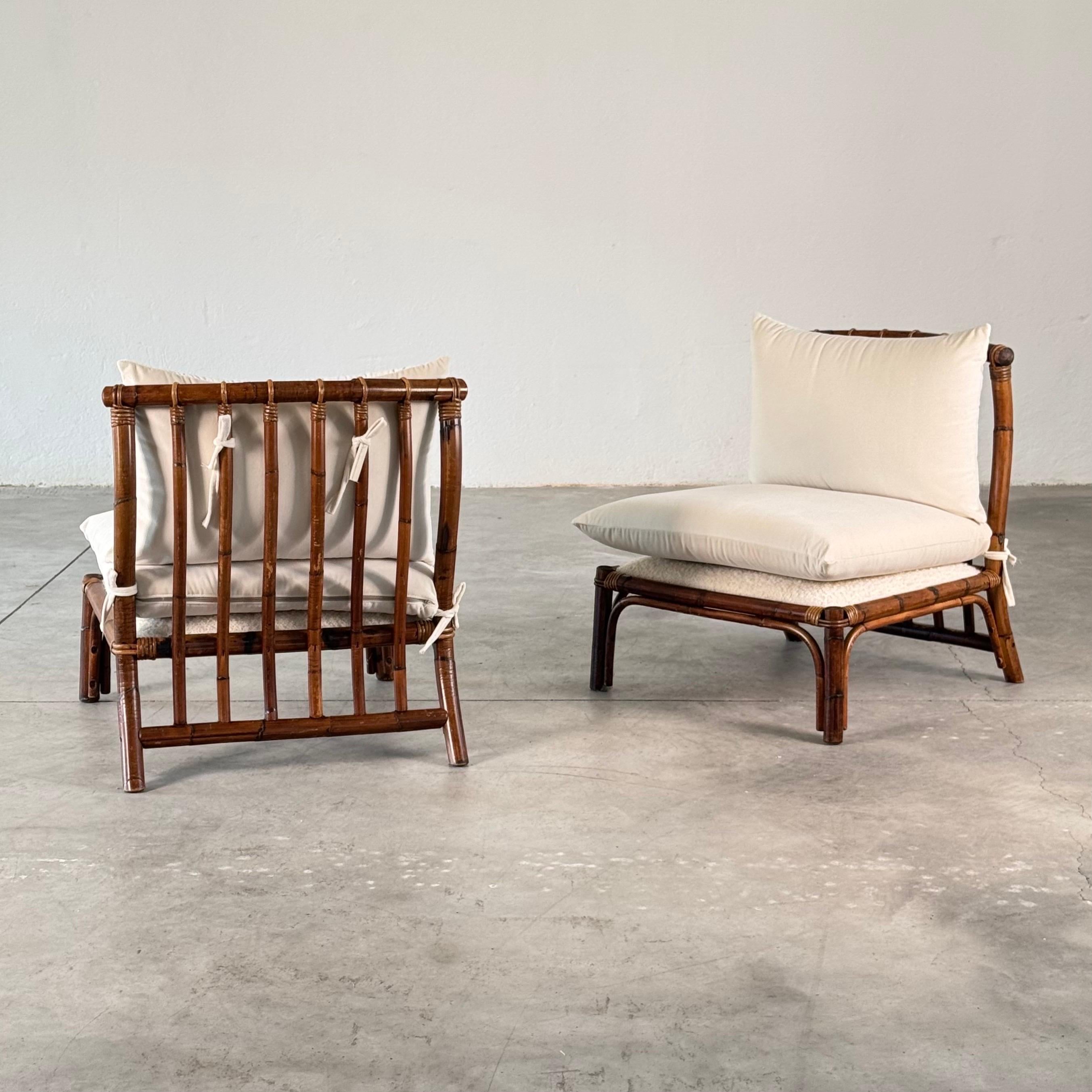 Mid-Century moderno Coppia di sedie da salotto in rattan degli anni '70 di Alberto Smania, reimmaginate da FORME in vendita