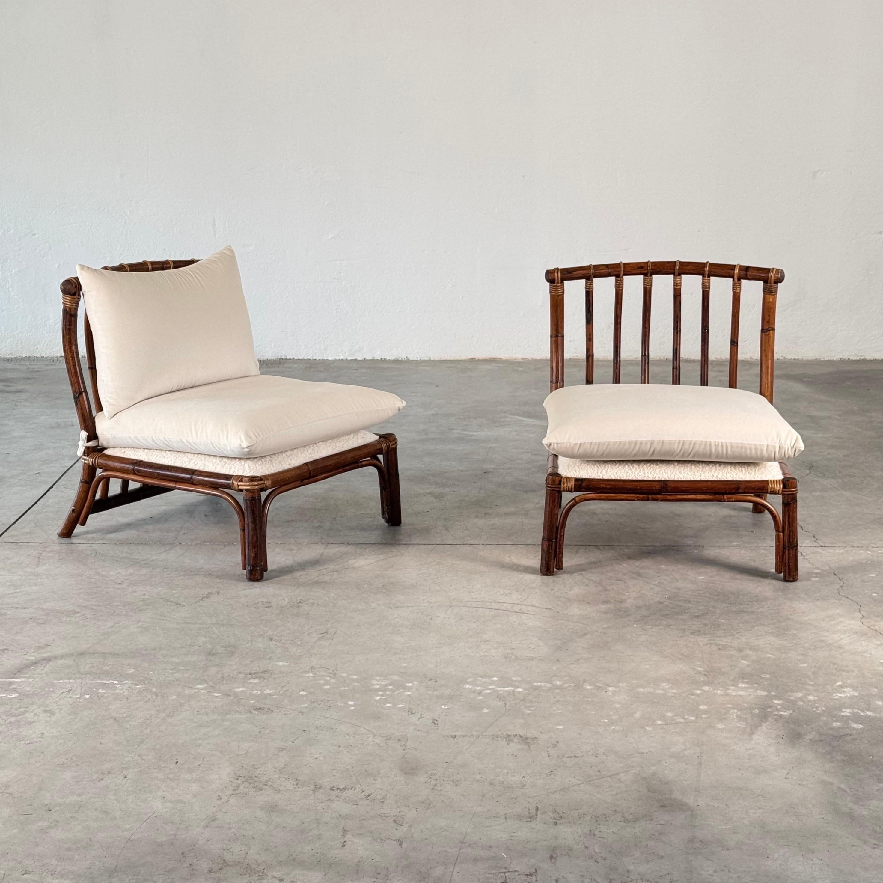 Fine XX secolo Coppia di sedie da salotto in rattan degli anni '70 di Alberto Smania, reimmaginate da FORME in vendita