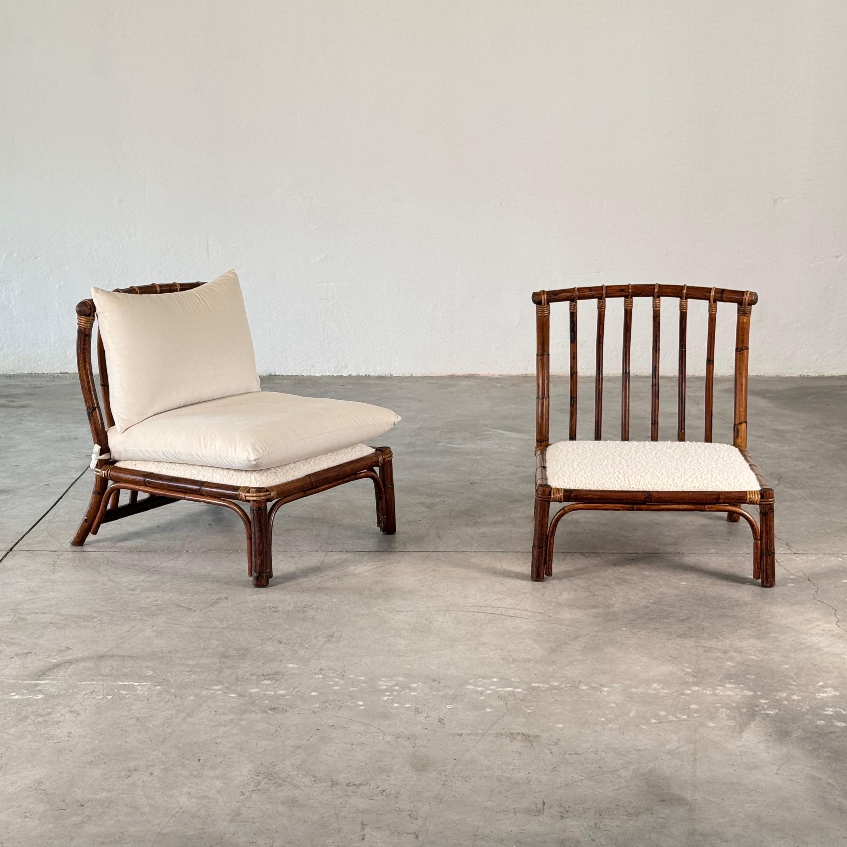 Tessuto Coppia di sedie da salotto in rattan degli anni '70 di Alberto Smania, reimmaginate da FORME in vendita