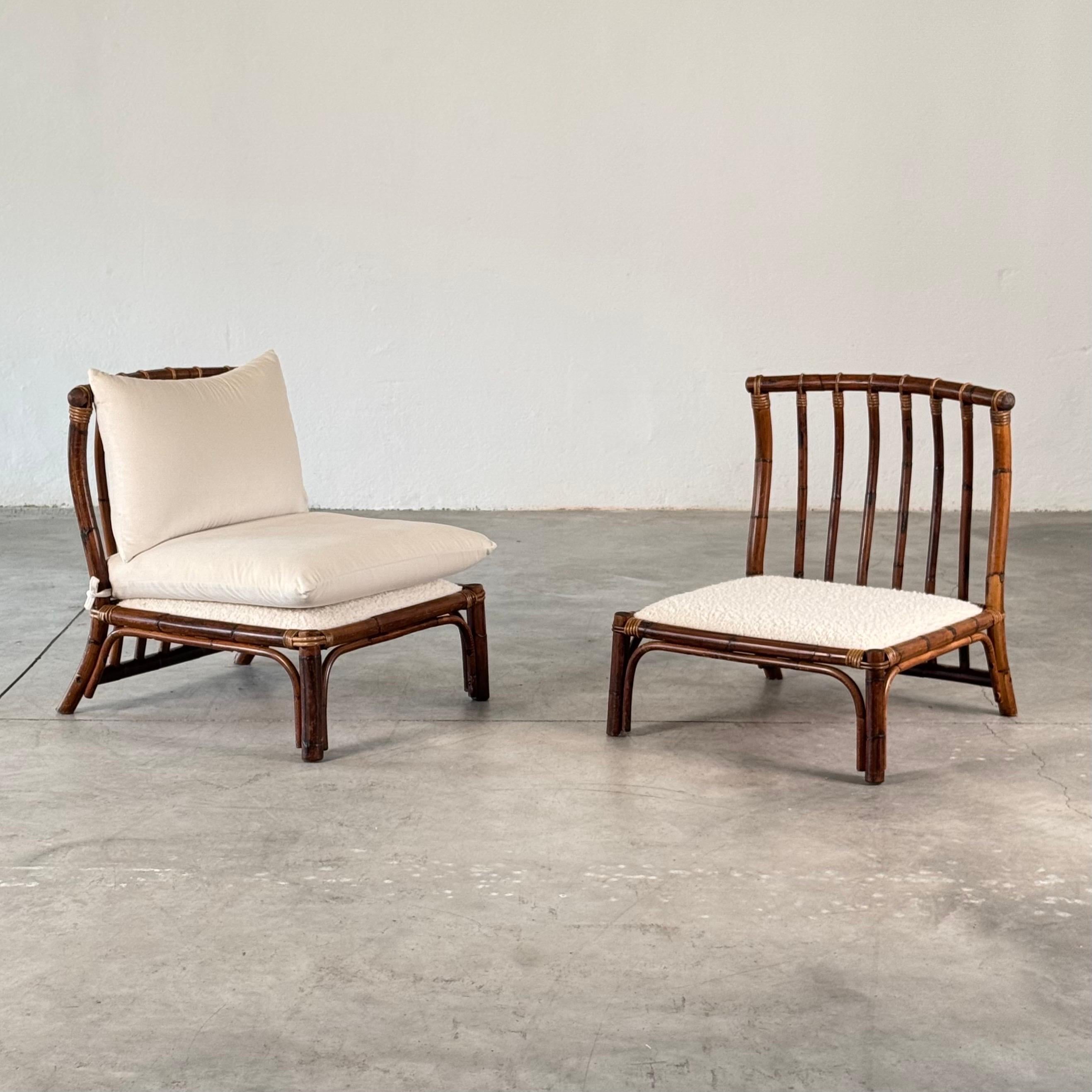 Coppia di sedie da salotto in rattan degli anni '70 di Alberto Smania, reimmaginate da FORME in vendita 1