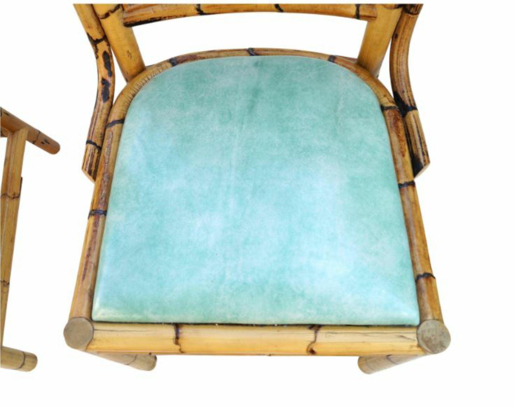 Paire de chaises d'appoint en rotin des années 1970, aspect bambou Décoration côtière Bon état - En vente à Wayne, NJ