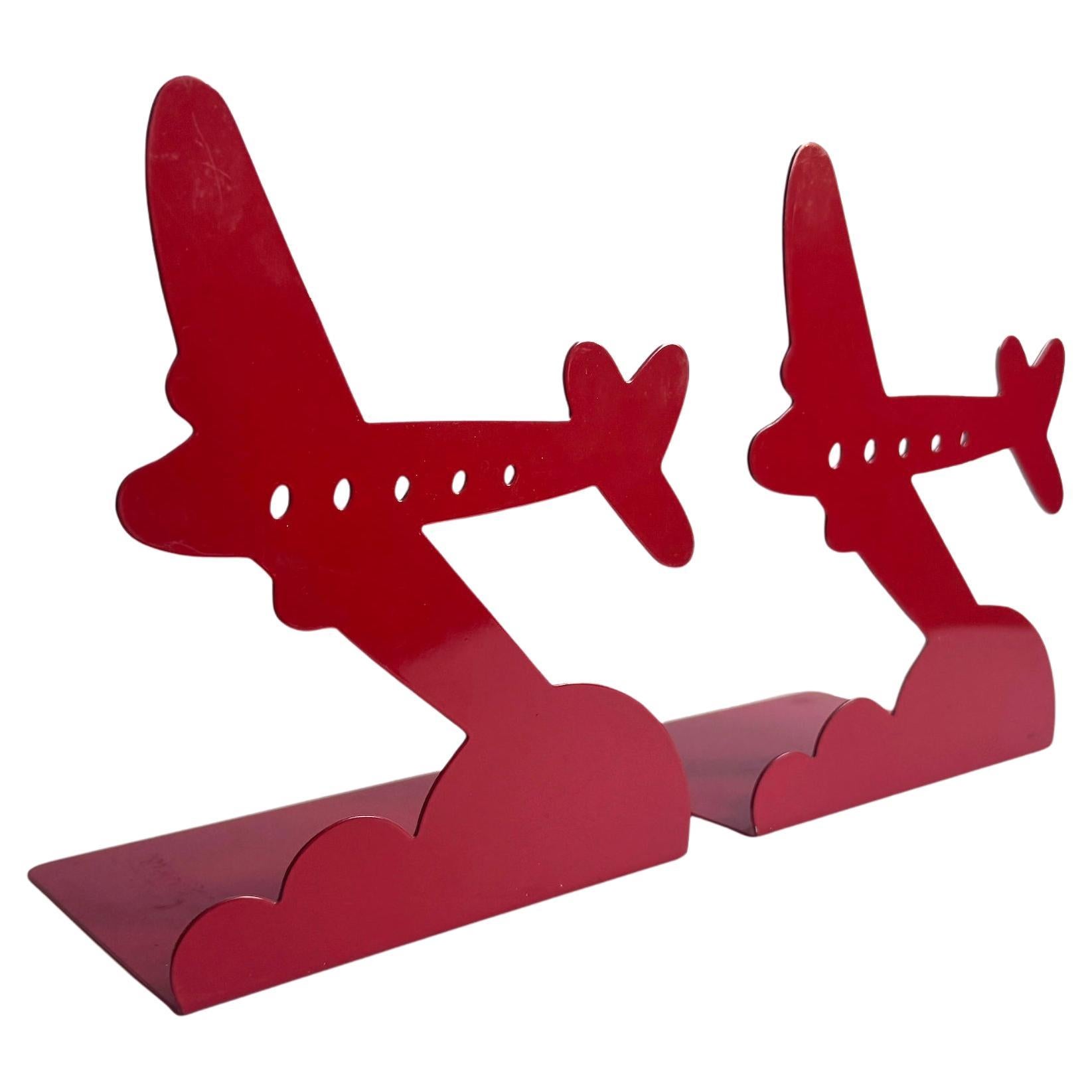 Pair of 1970s Red Airplane Bookends by Randall Schwartz for Moxie en vente