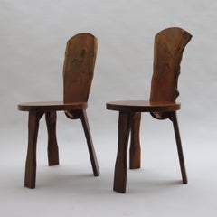 Pair of 1970s Reynolds of Ludlow England Yew Wood Chairs