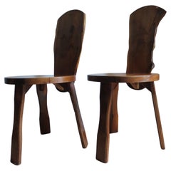 Pair of 1970s Reynolds of Ludlow England Yew Wood Chairs