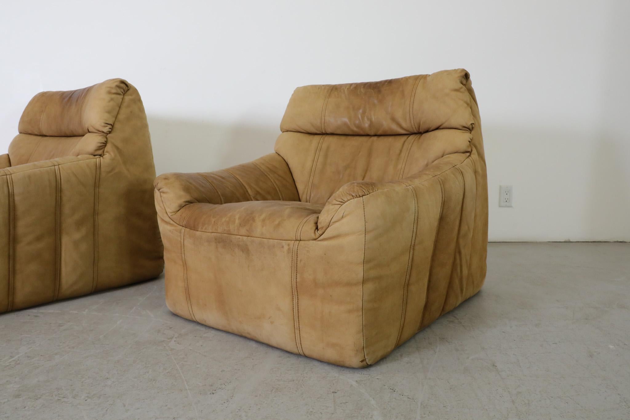 Pair of 1970s Rolf Benz Buck Leather Lounge Chairs 6
