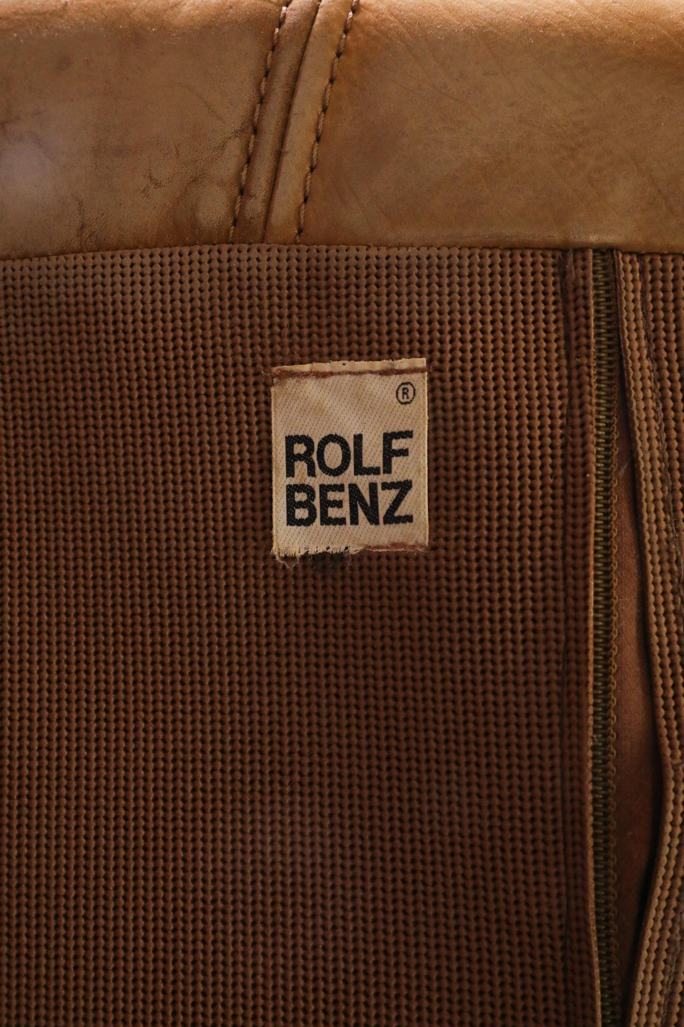 Paar 1970er Rolf Benz Buck Leder Lounge Stühle im Angebot 11