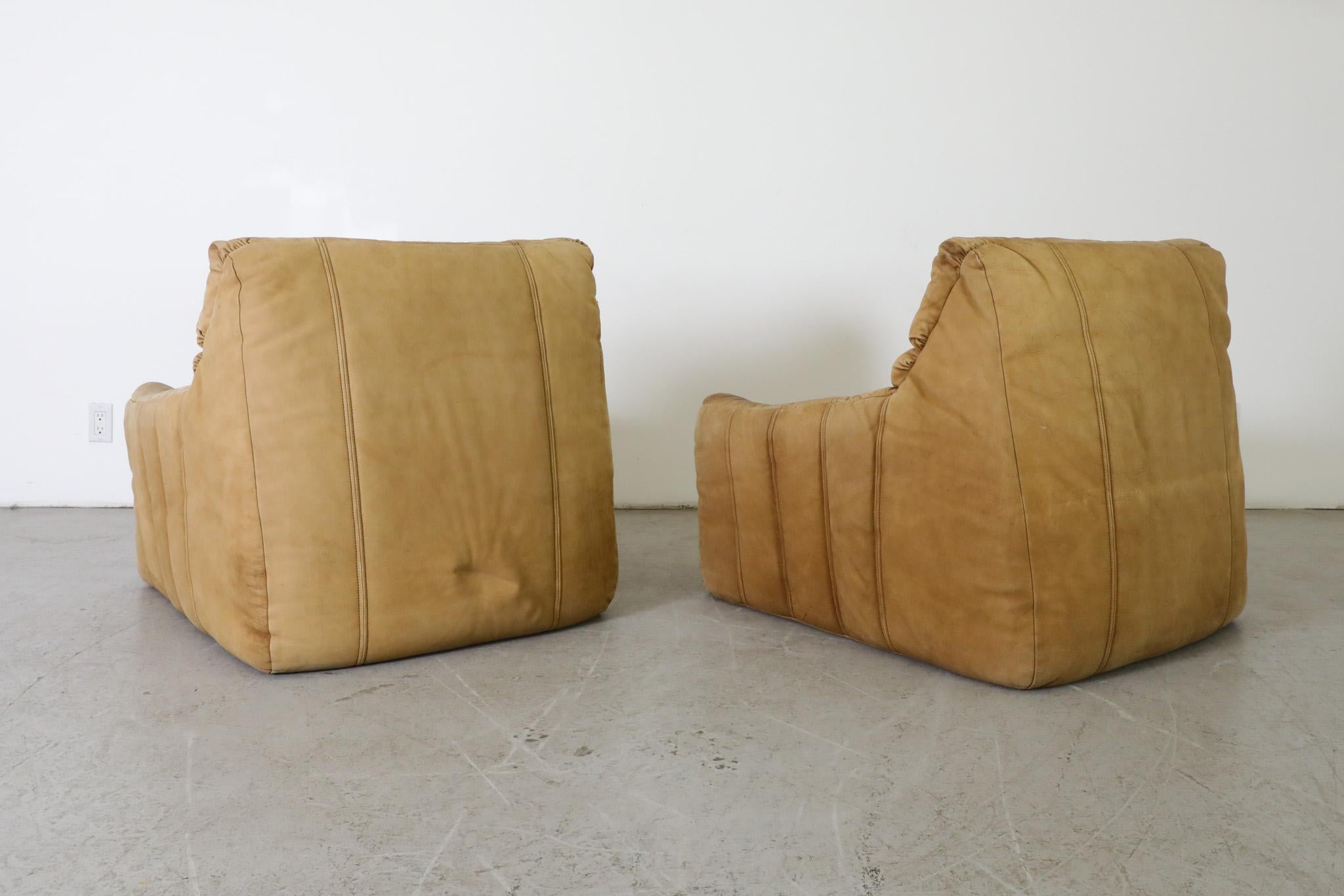 Pair of 1970s Rolf Benz Buck Leather Lounge Chairs 1