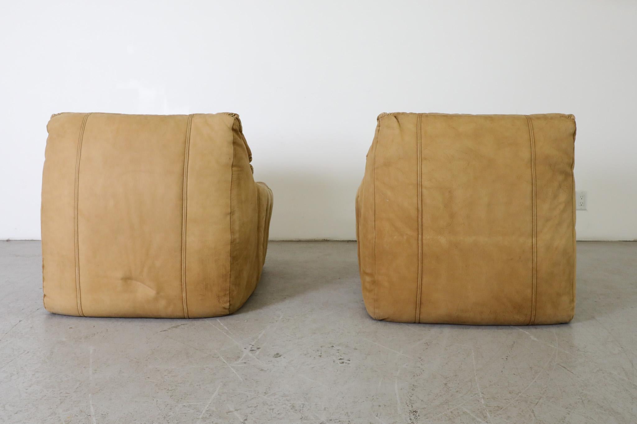 Pair of 1970s Rolf Benz Buck Leather Lounge Chairs For Sale 2