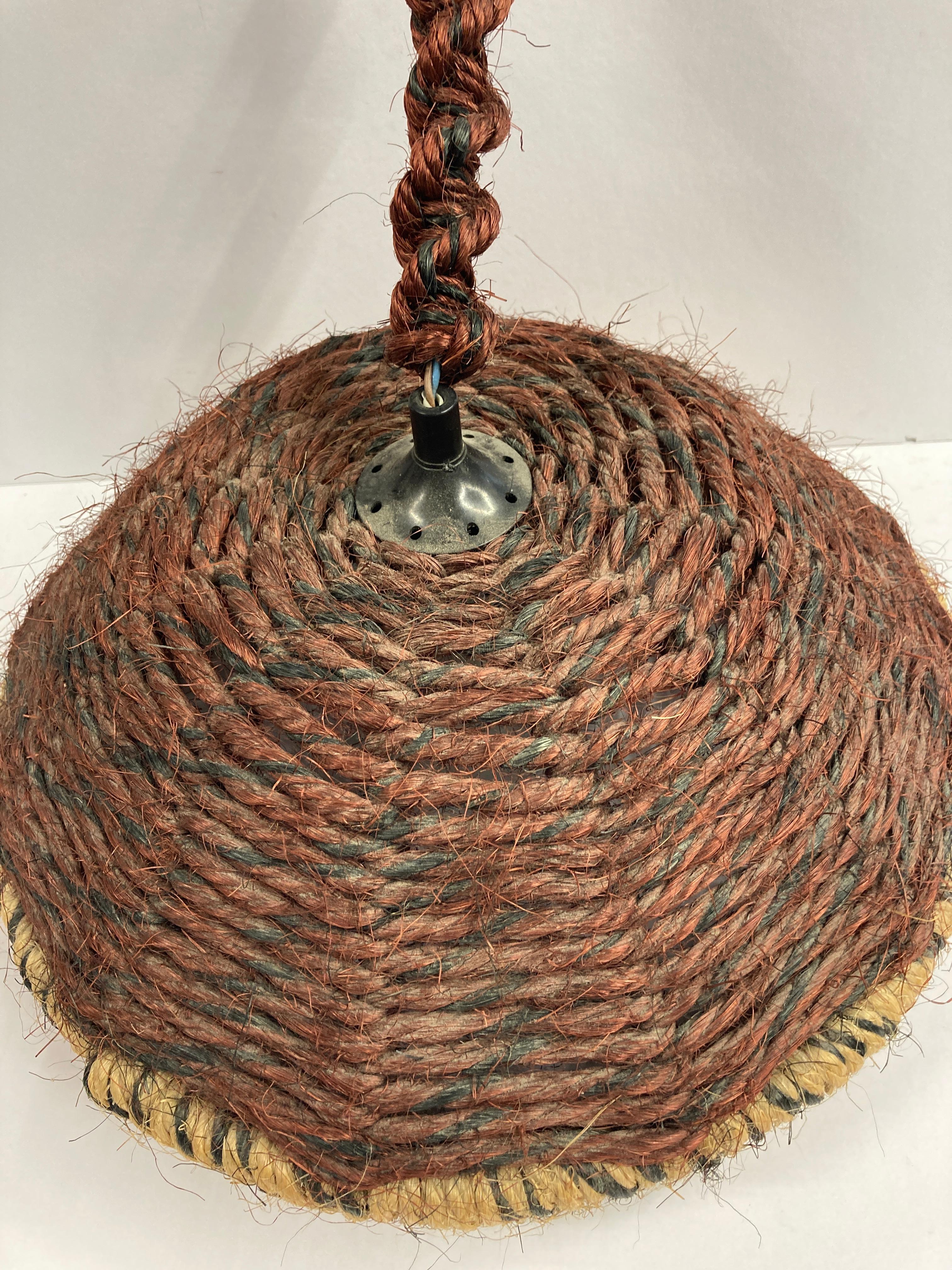 Pair of 1970's Rope pendant light For Sale 1