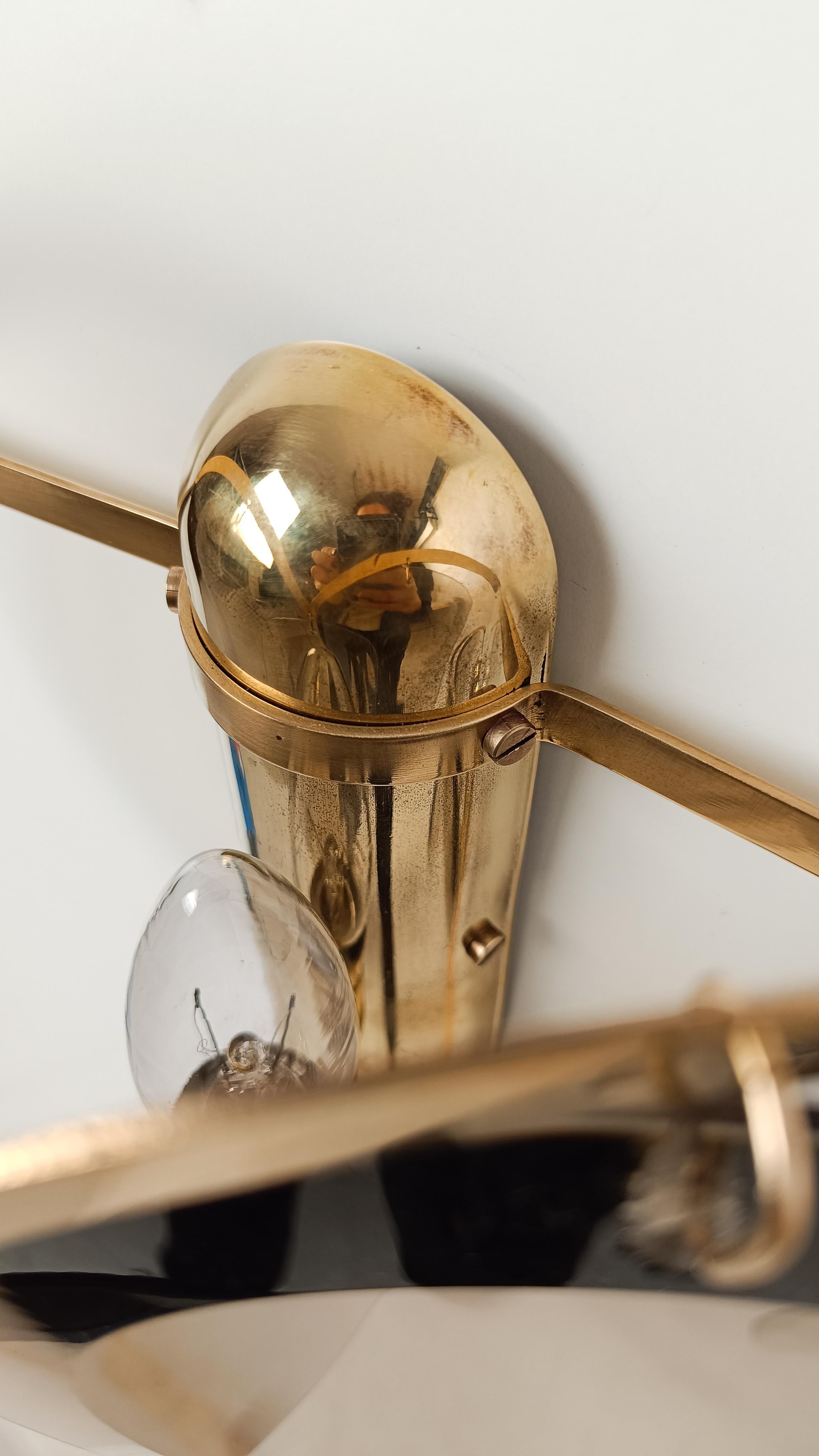 Pair of 1970s Sciolari Sconces in Brass and Smoked Bevelled Glass Discs, Italy For Sale 6