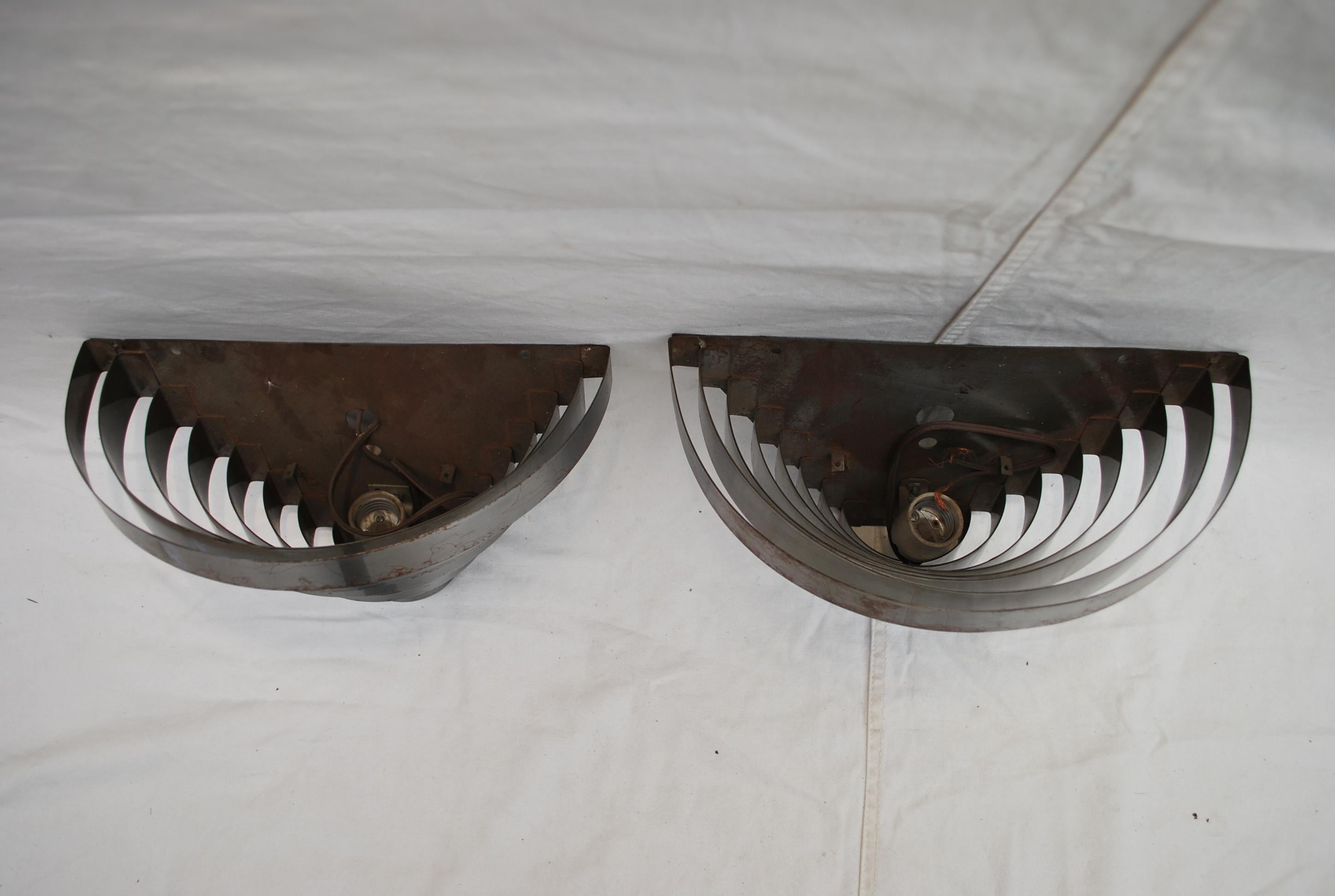 Metal Pair of 1970s Sconces Deco Style For Sale