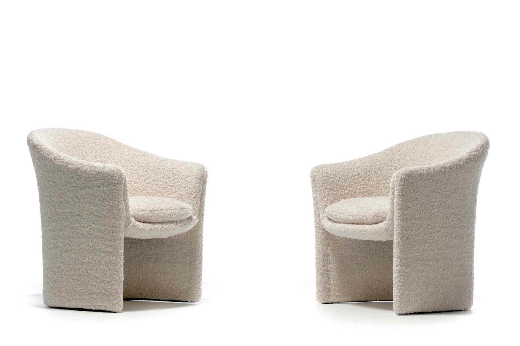 Pair of 1970s Sculptural Dunbar Chairs in Ivory Bouclé In Good Condition In Saint Louis, MO