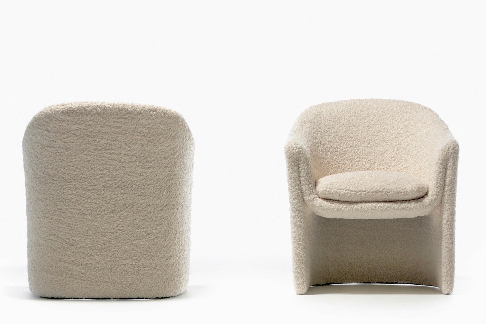 Late 20th Century Pair of 1970s Sculptural Dunbar Chairs in Ivory Bouclé