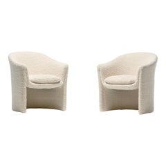 Pair of 1970s Sculptural Dunbar Chairs in Ivory Bouclé