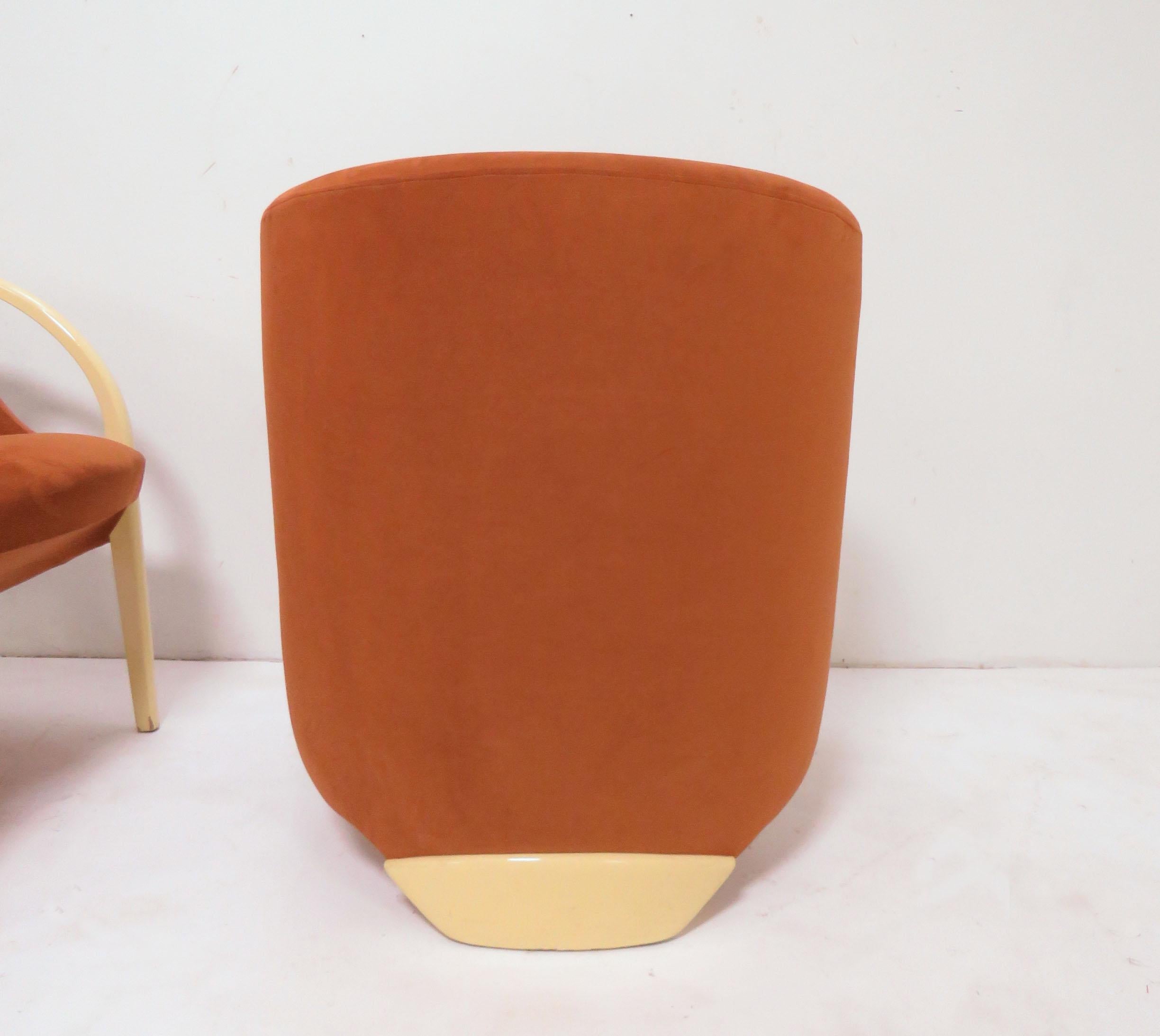 American Pair of 1970s Sculptural Three Legged Lounge Chairs