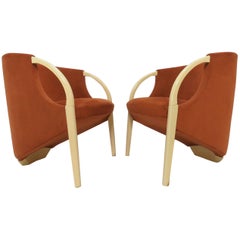 Pair of 1970s Sculptural Three Legged Lounge Chairs