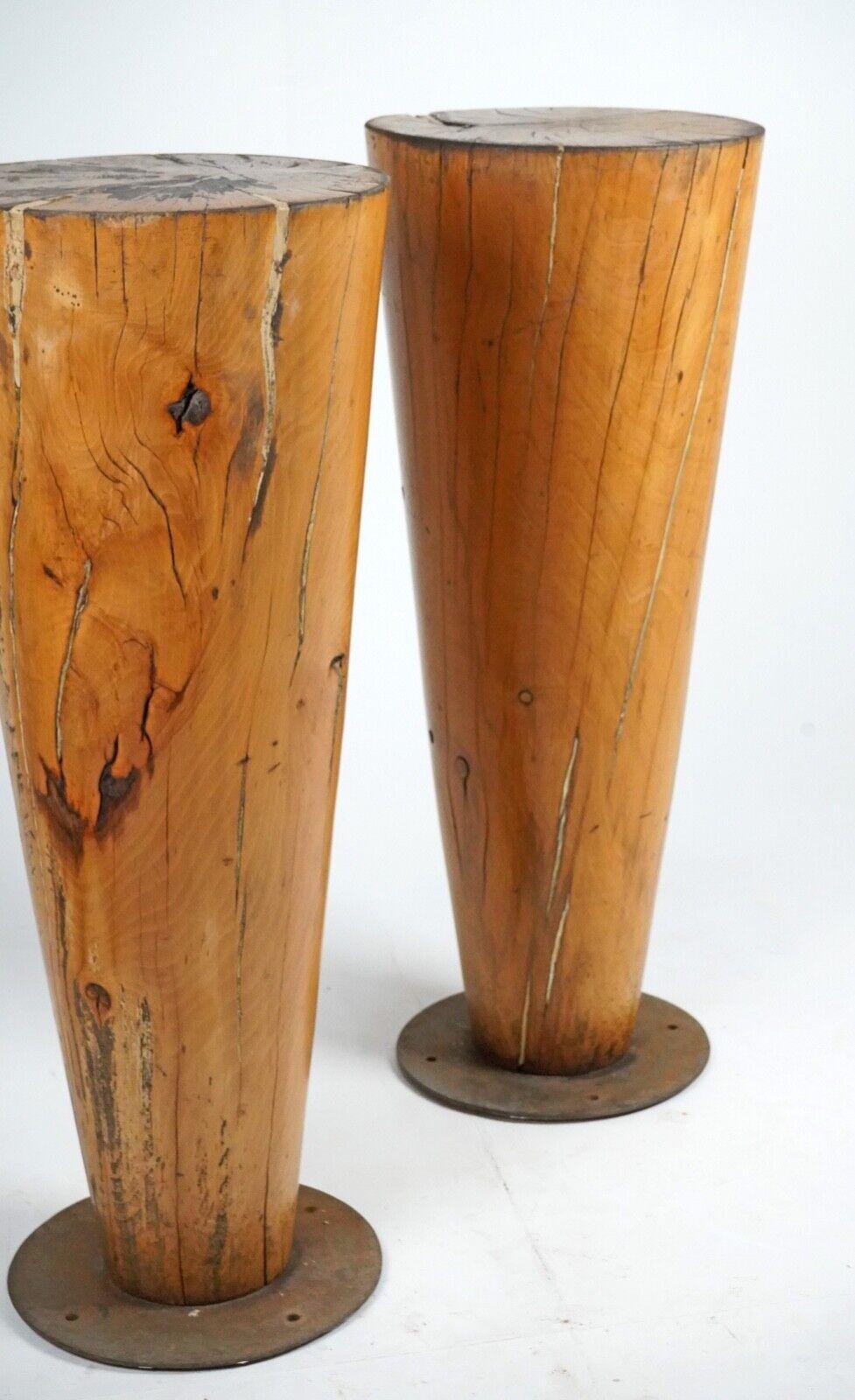 Pair Of 1970s Solid Birch Cone Tables 5