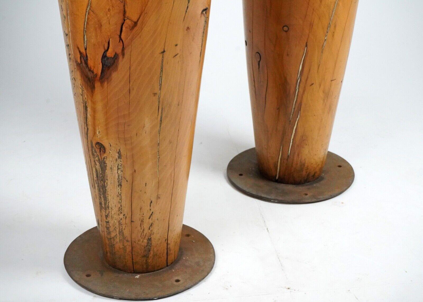 Pair Of 1970s Solid Birch Cone Tables In Good Condition In Dorchester, GB