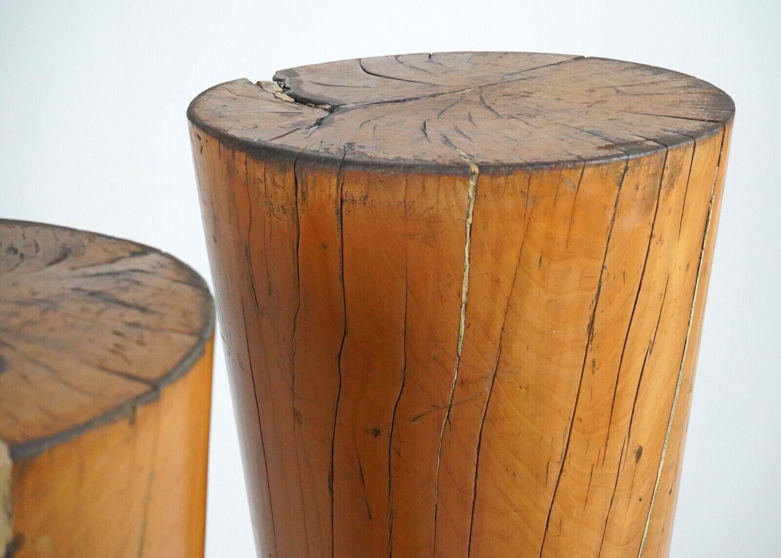 Pair Of 1970s Solid Birch Cone Tables 4