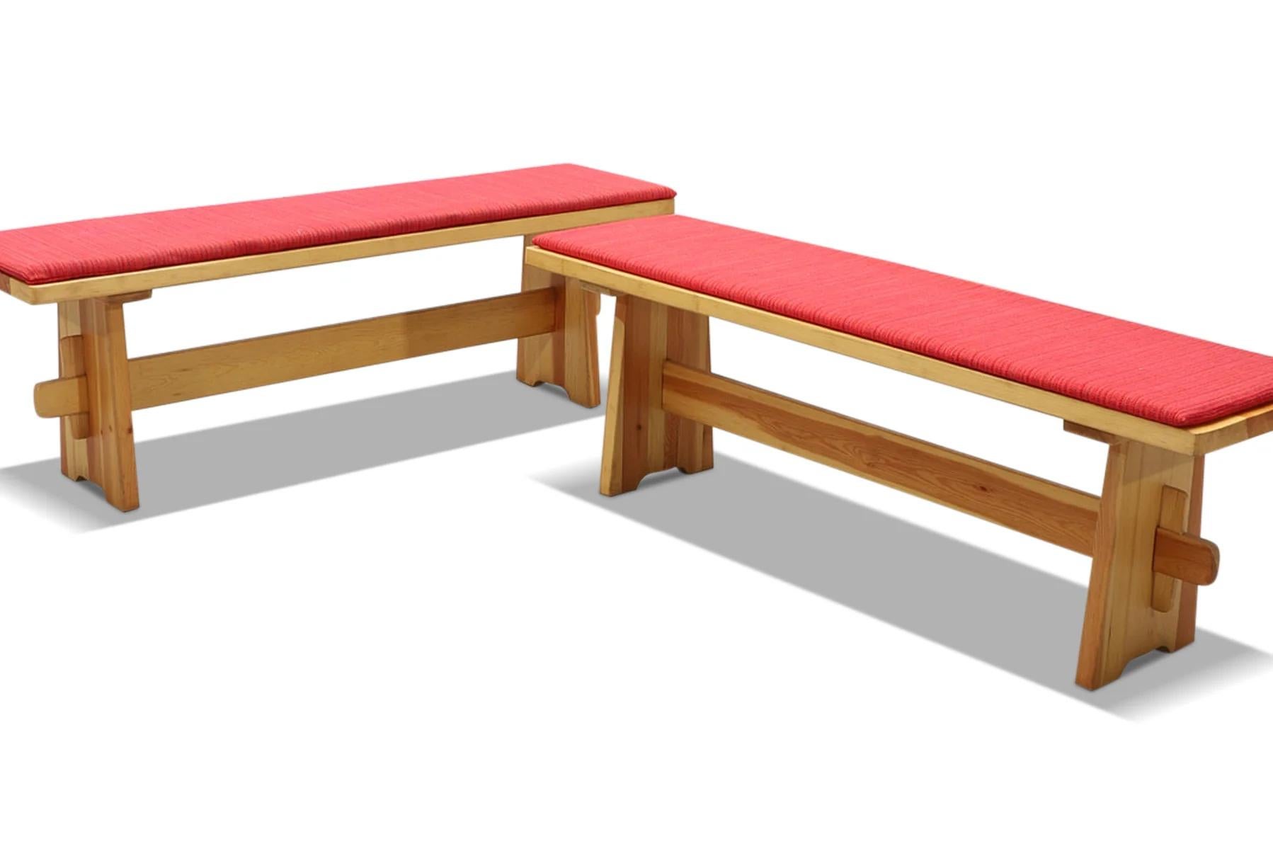 Swedish Pair of 1970s solid pine swedish benches #2 For Sale