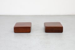 Pair of 1970's Solid Teak Japanese Meditation Blocks or Chabudai Seats