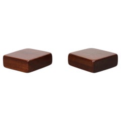 Pair of 1970's Solid Teak Japanese Meditation Blocks or Chabudai Seats