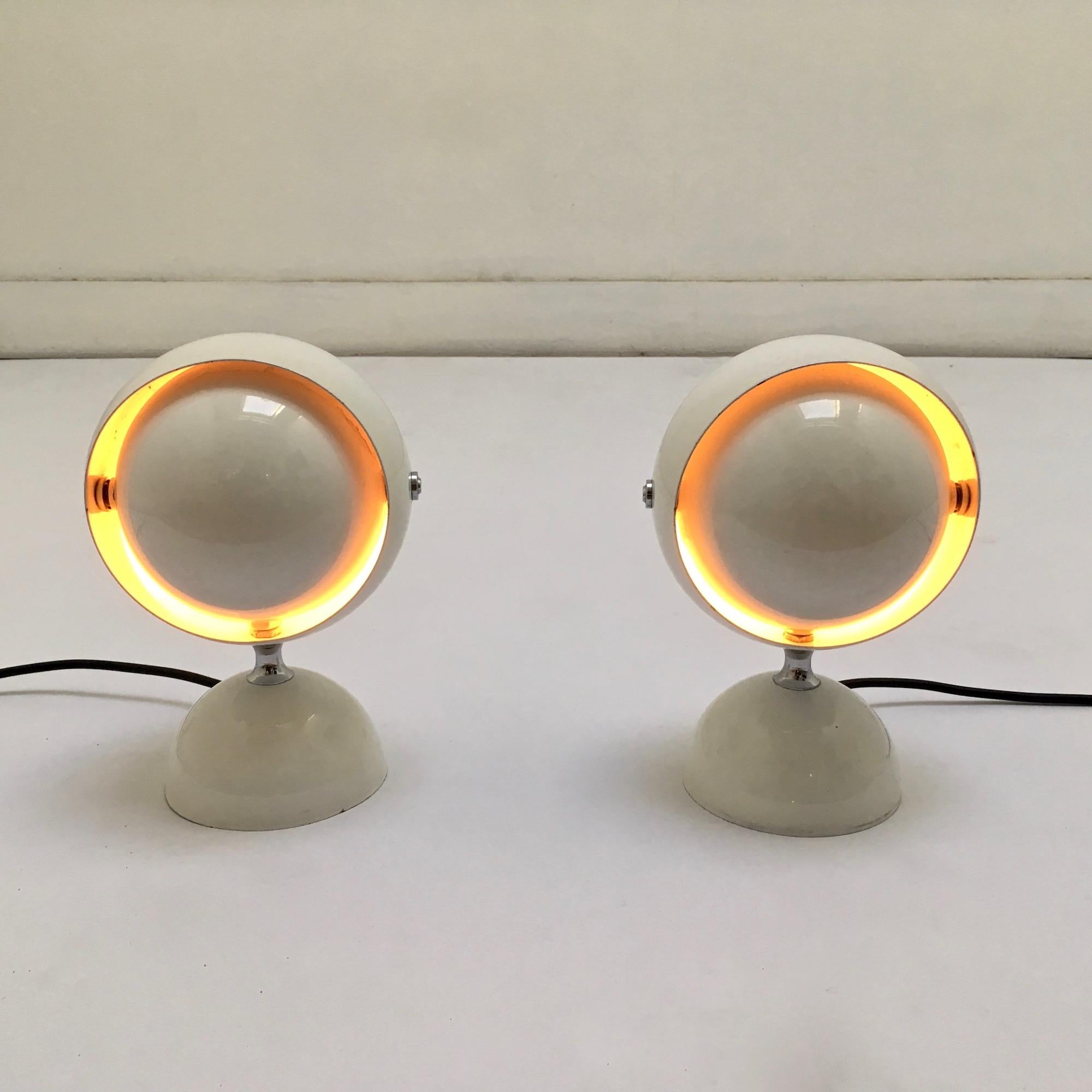 Italian Pair of 1970s Space Age Eye Ball Lamp