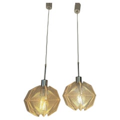 Pair of 1970s Space Age Sompex Nylon and Perspex Pendant Lights by Paul Secon