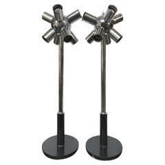 Pair of 1970s Space Age Style Chrome Table Lamps