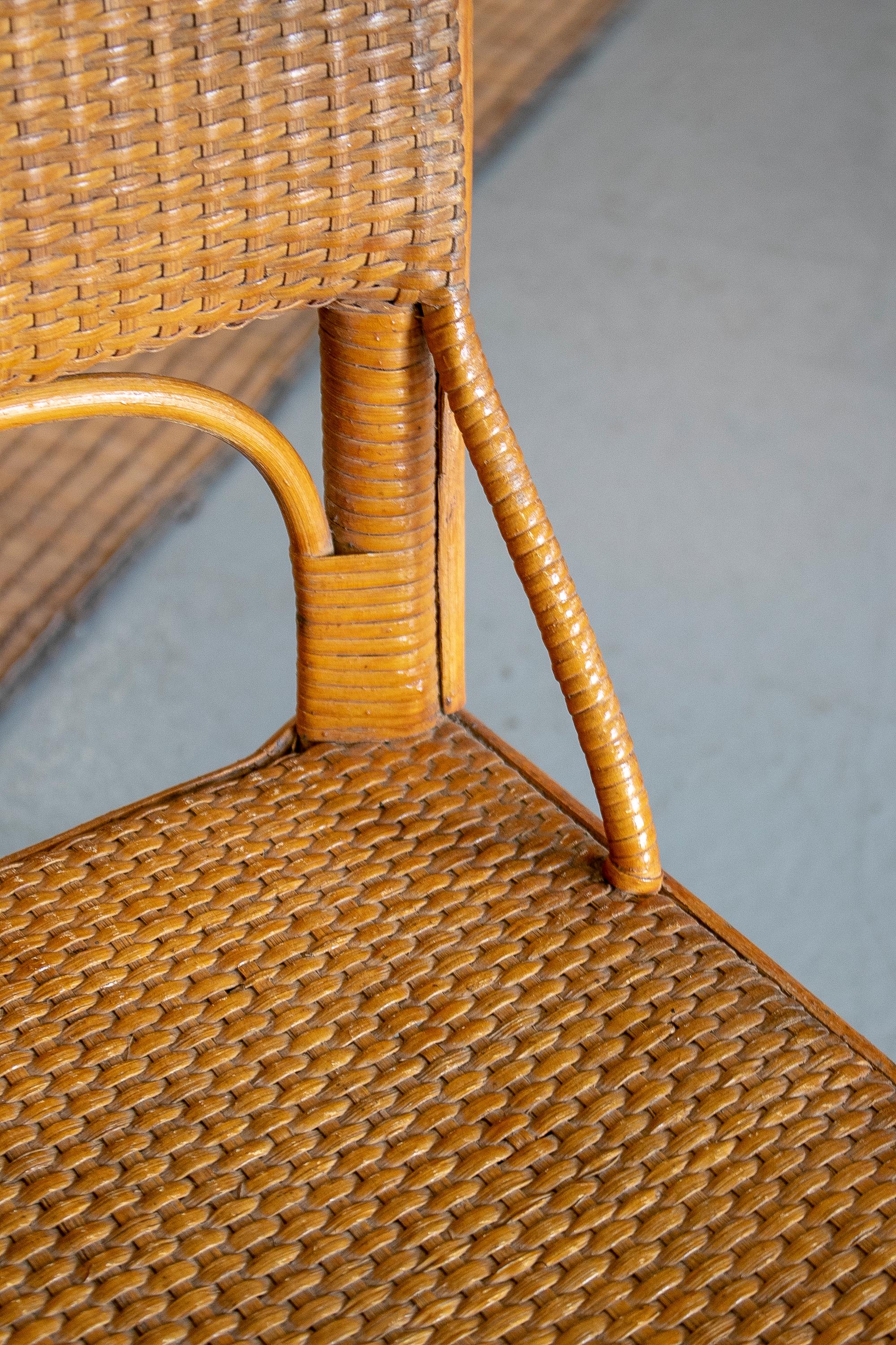 Paar spanische Stühle aus Bambus und handgewebtem Korbgeflecht aus den 1970er Jahren im Angebot 11