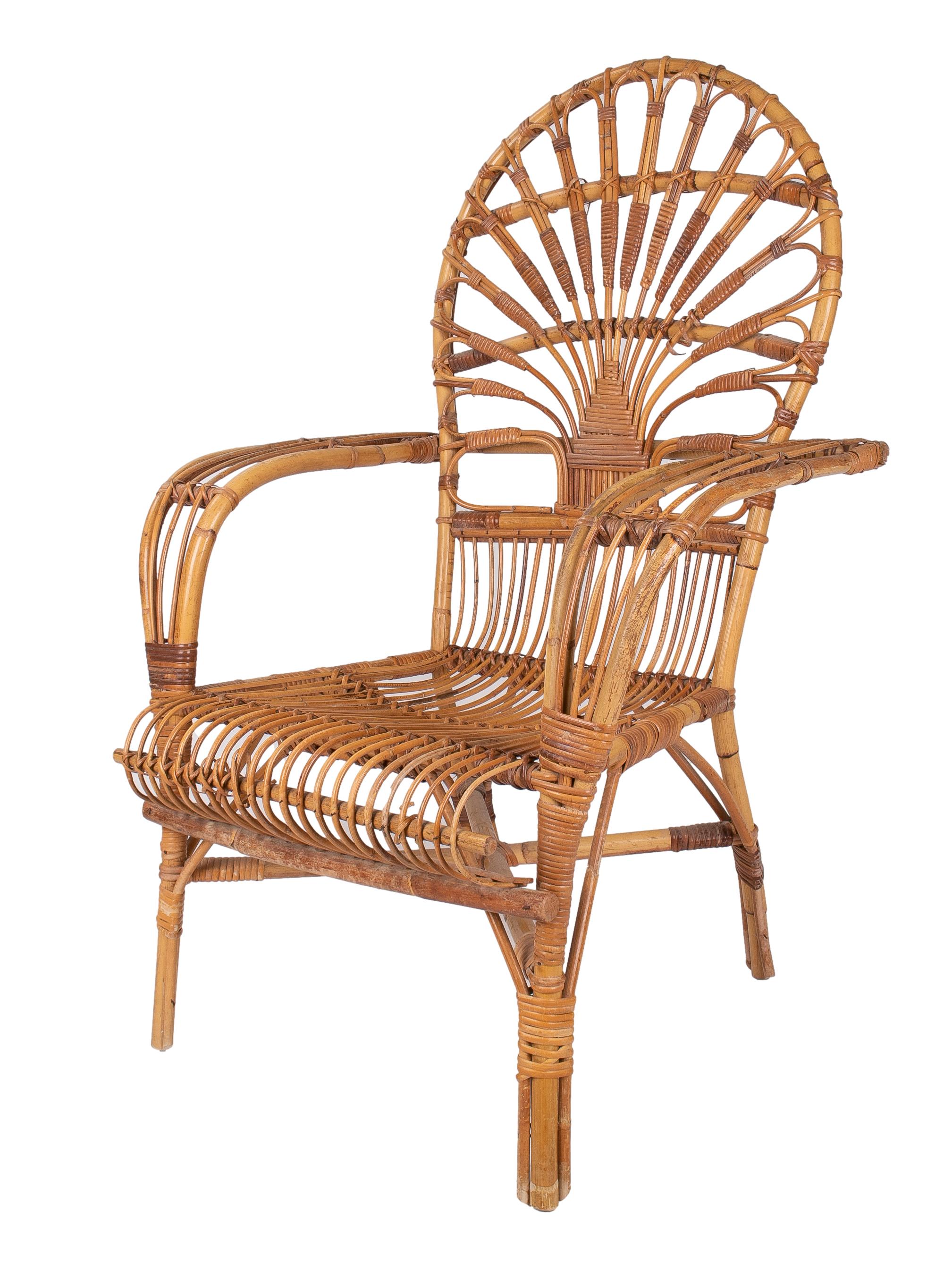 Pair of 1970s Spanish Bamboo Armchairs In Good Condition For Sale In Marbella, ES