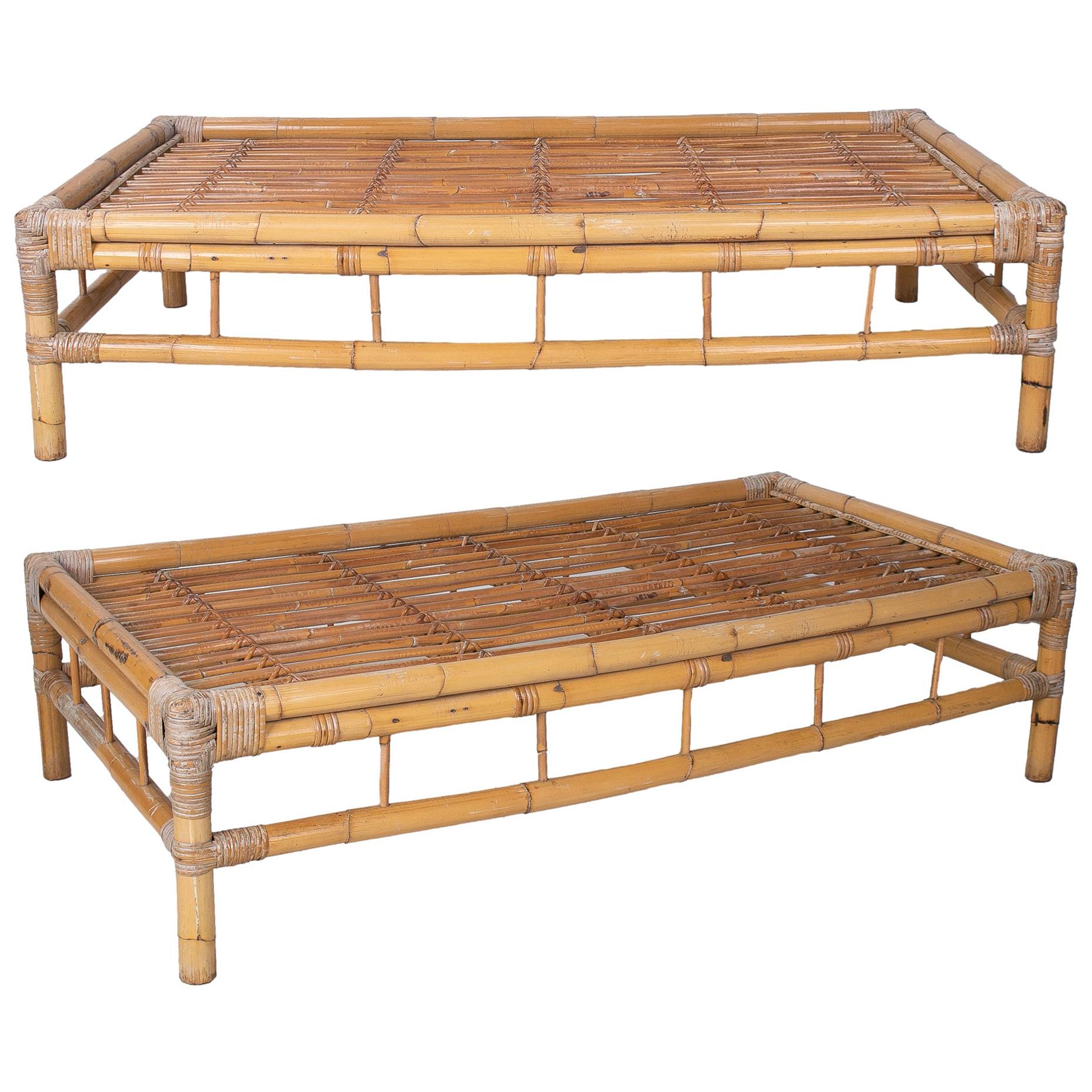 Pair of 1970s Spanish Bamboo Coffee Tables