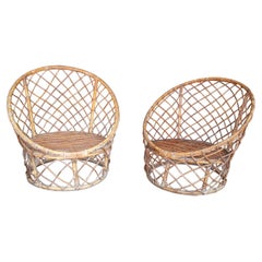 Pair of 1970s Spanish Bamboo Garden Armchairs