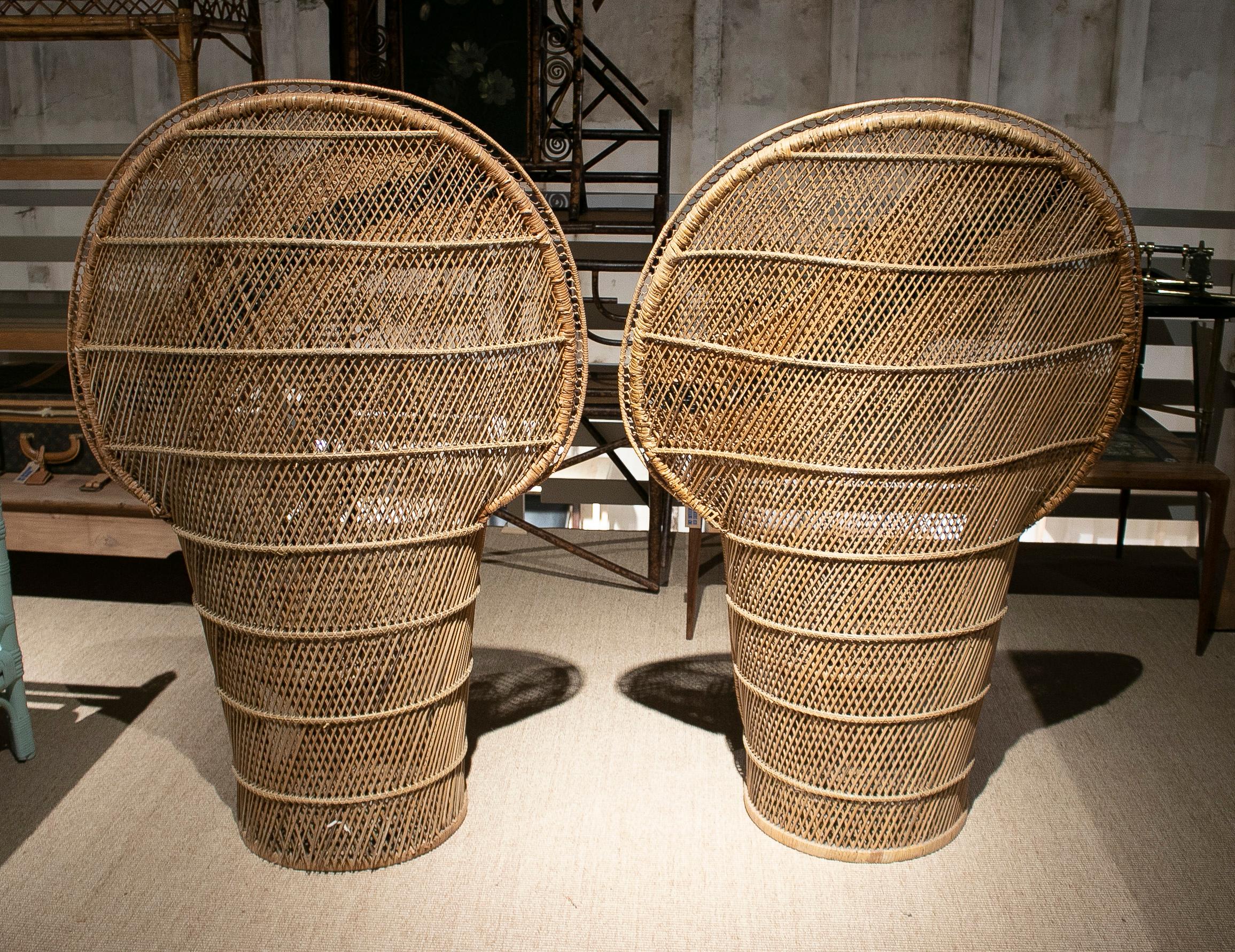 wicker chair with large round back