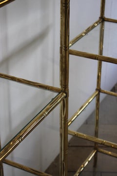 Pair of 1970s Spanish Faux Bamboo Brass Étagères
