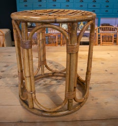 Pair of 1970s Spanish Handcrafted Bamboo Stools