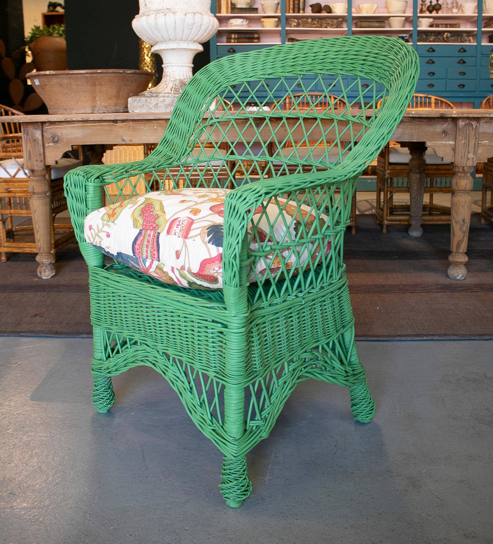 green wicker chairs