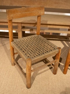 Pair of 1970s Spanish Rope Bottomed Wooden Chairs