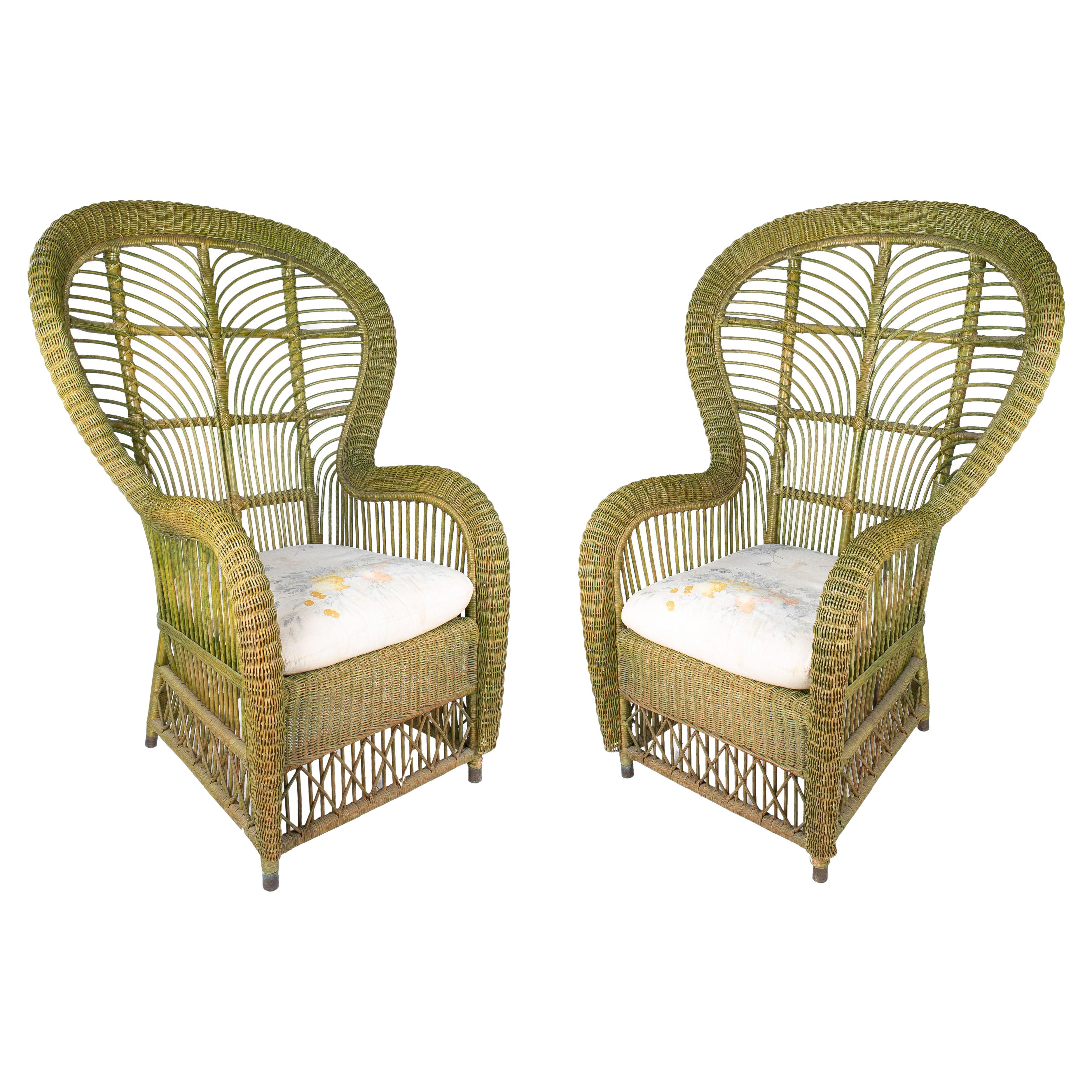 Antique Wicker Chair and Rocker at 1stDibs