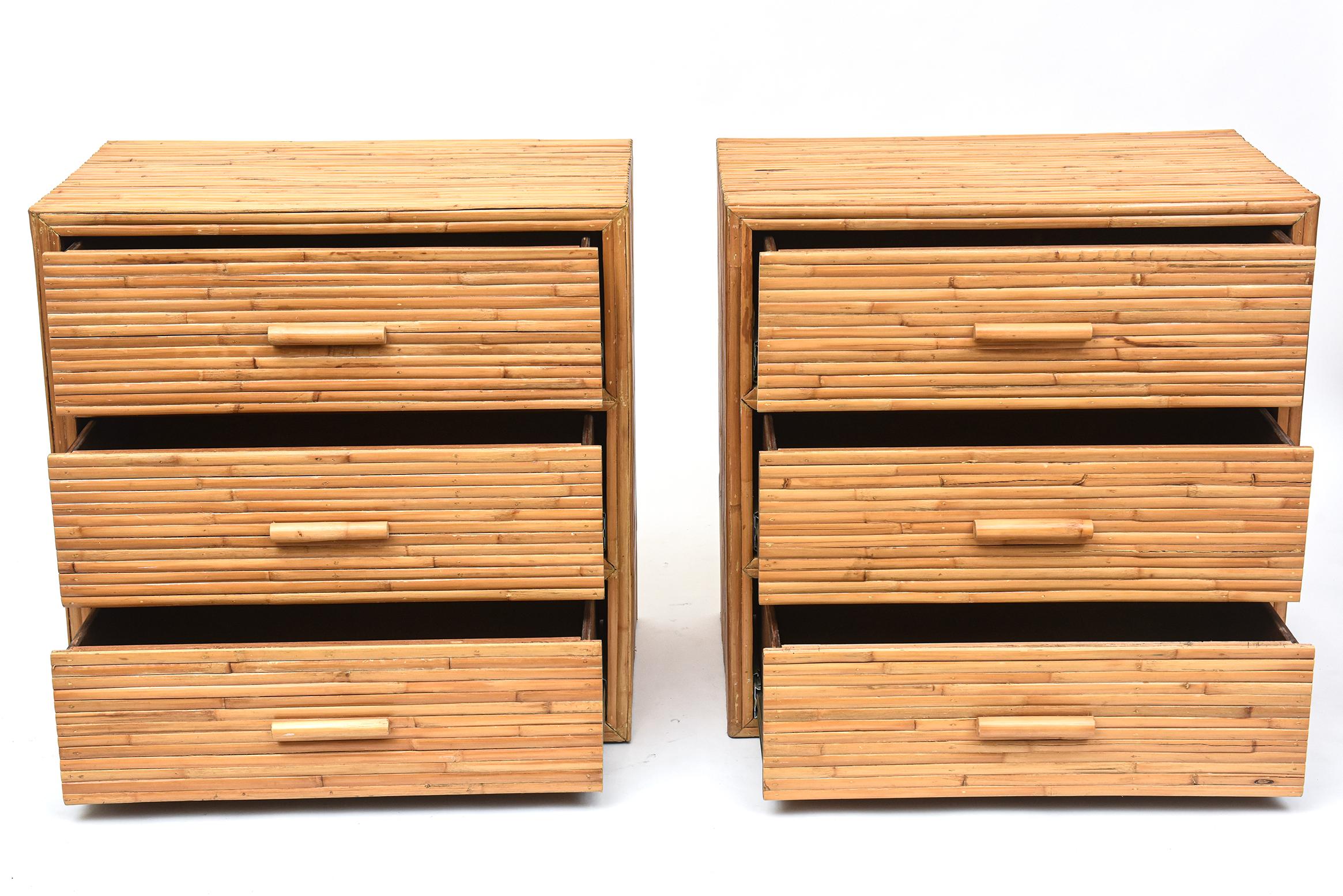 Organic Modern Pair of 1970's Split Bamboo Bachelors Chests For Sale