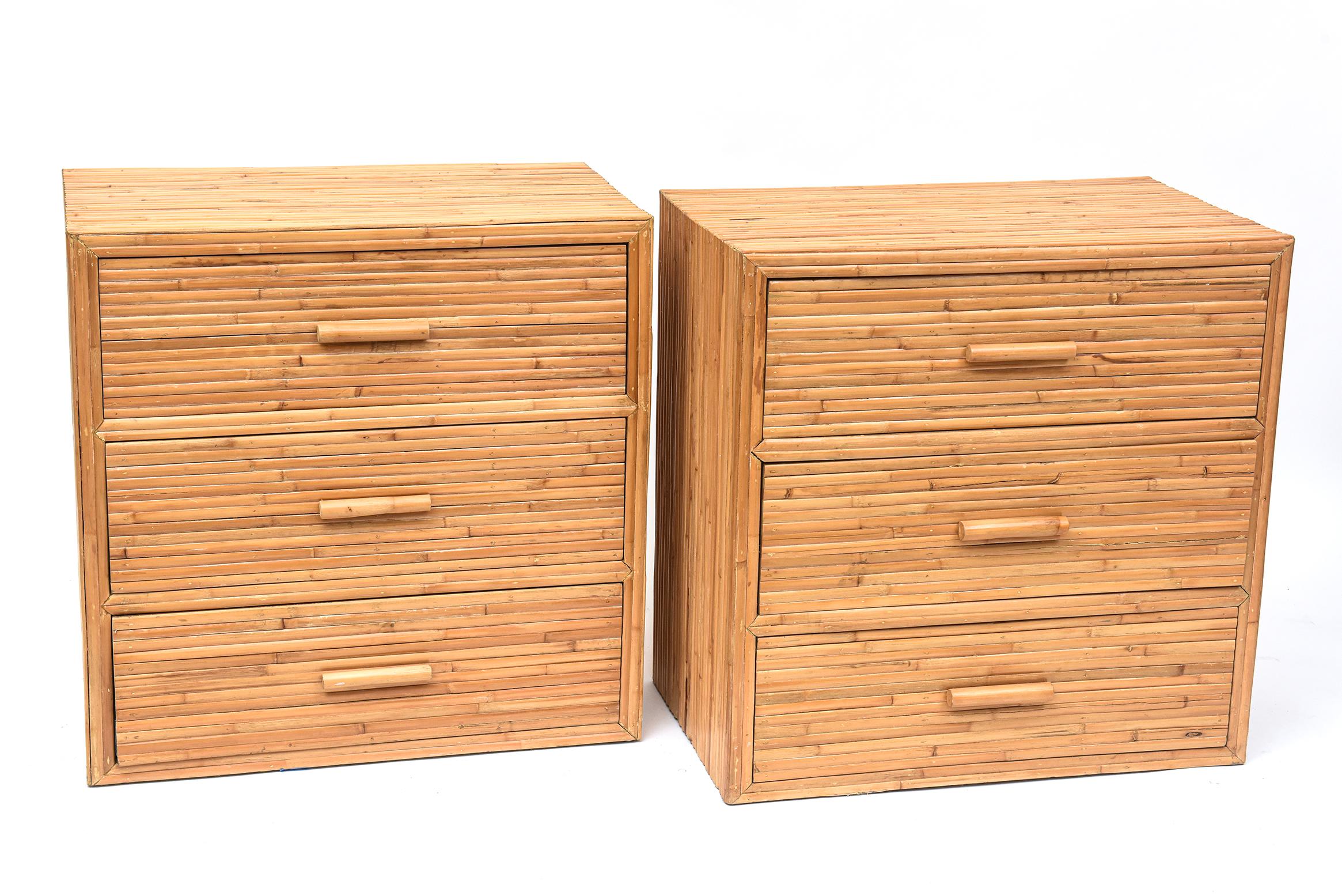 American Pair of 1970's Split Bamboo Bachelors Chests For Sale