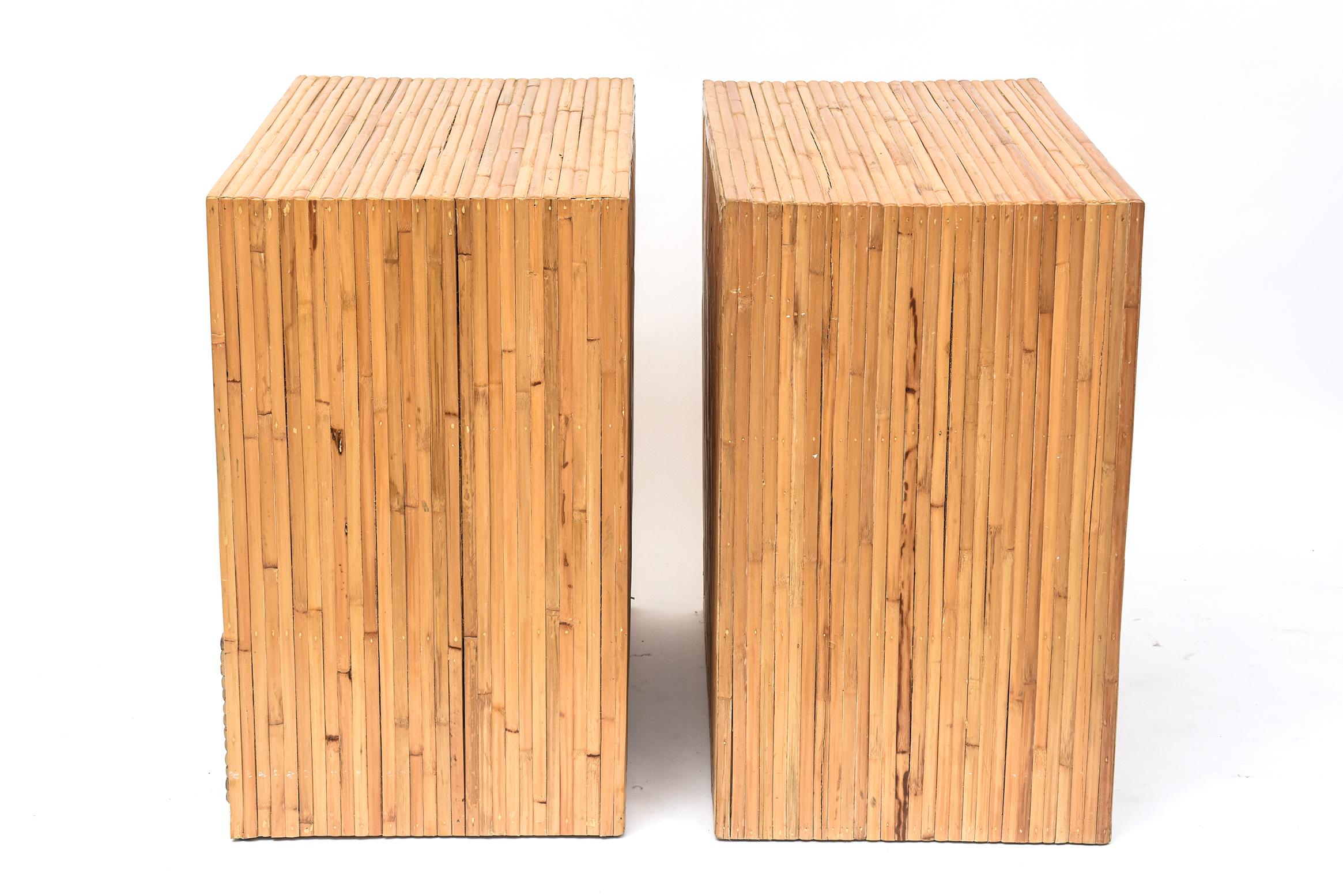 Pair of 1970's Split Bamboo Bachelors Chests For Sale 1