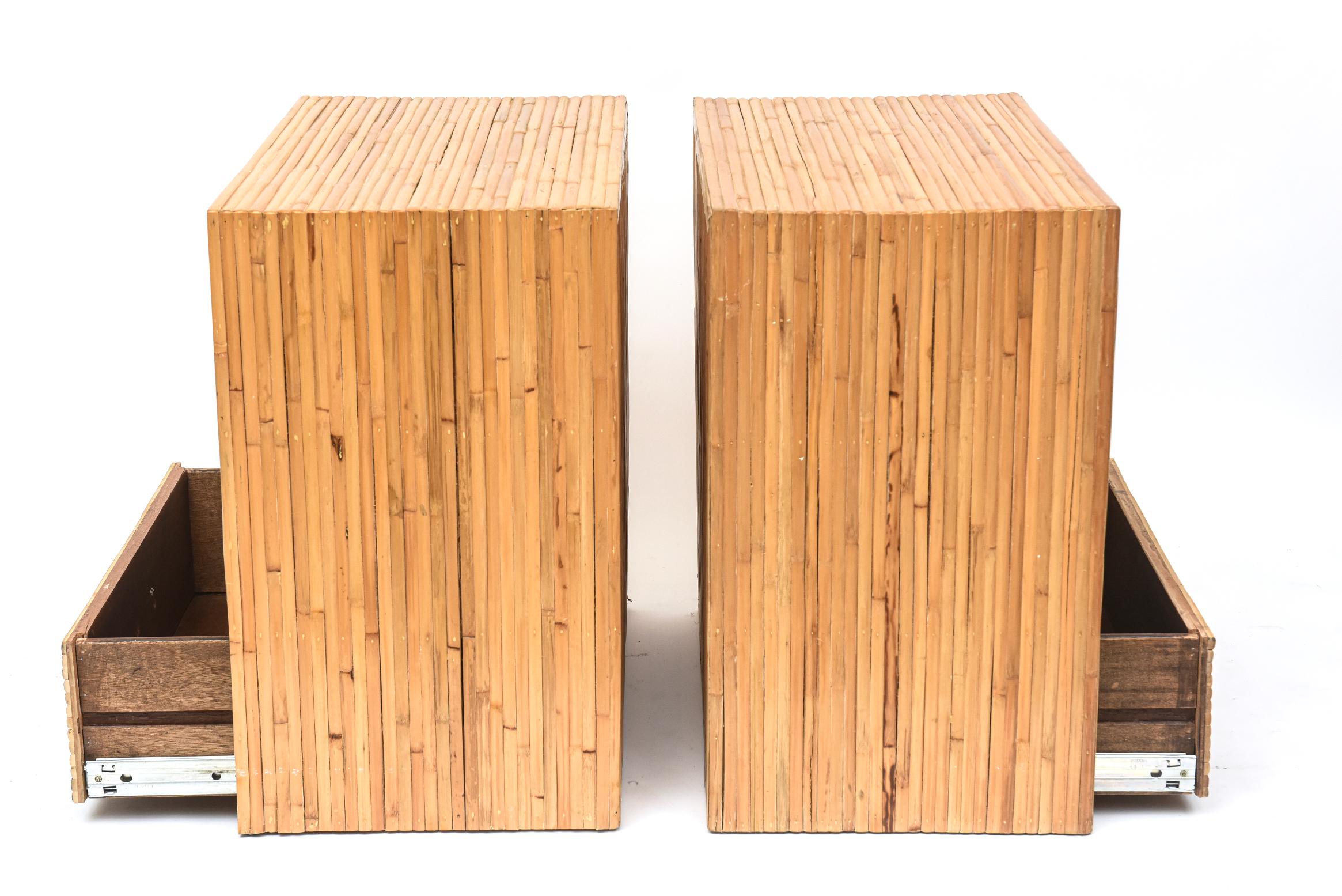 Pair of 1970's Split Bamboo Bachelors Chests For Sale 2
