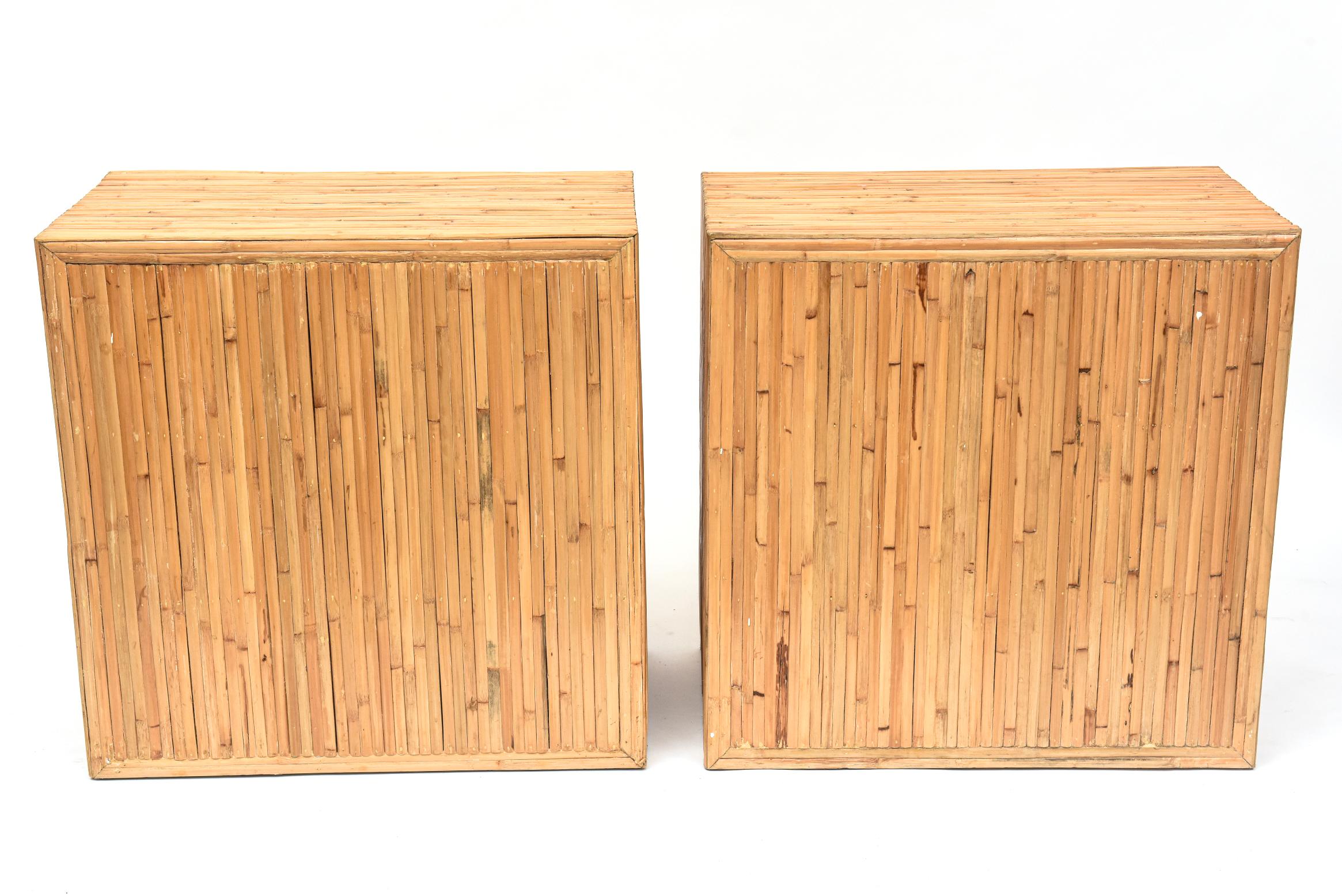 Pair of 1970's Split Bamboo Bachelors Chests For Sale 3